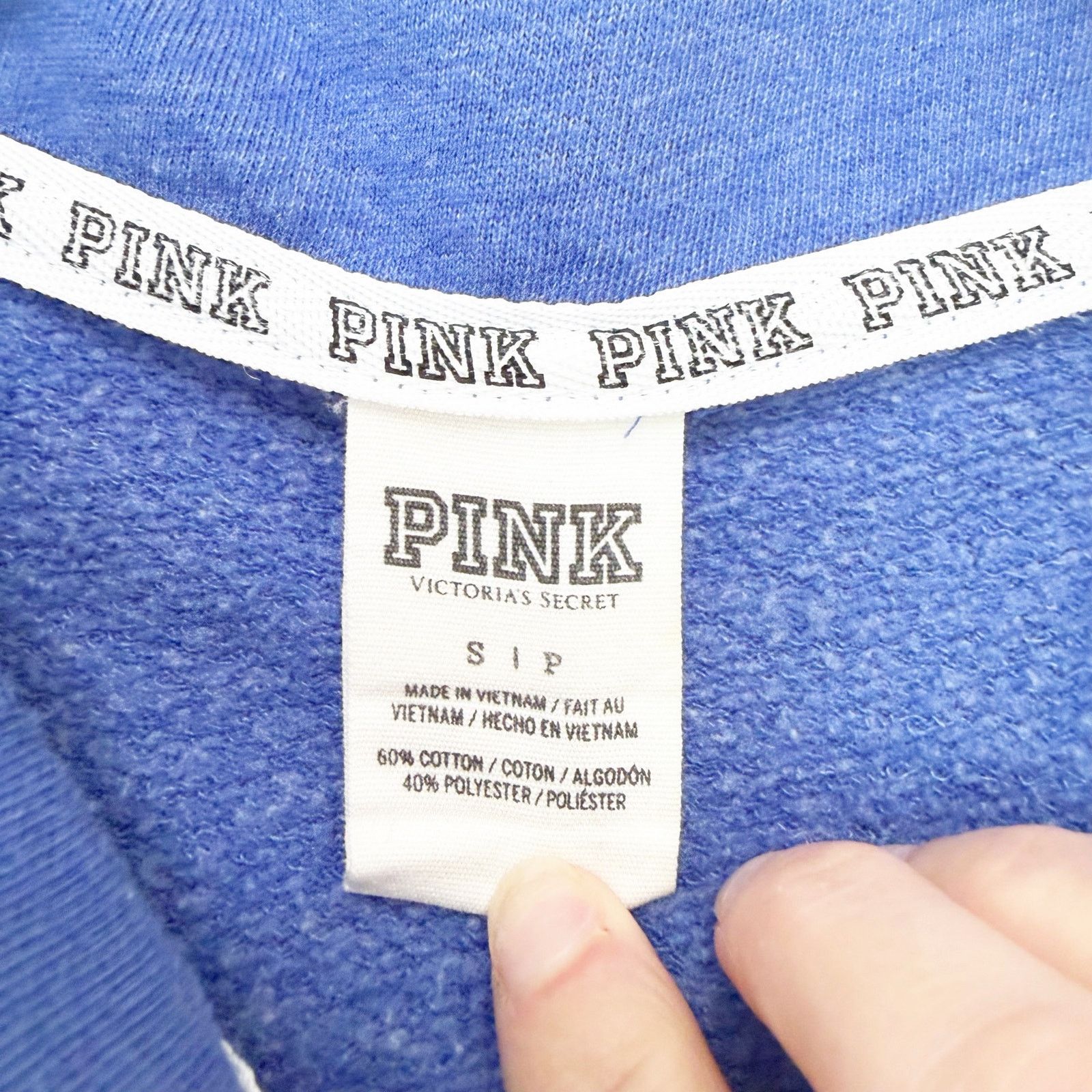 Victoria's Secret Victoria's Secret PINK Blue Quarter Zip Sweatshirt Sz S Size S / US 4 / IT 40 - 3 Thumbnail