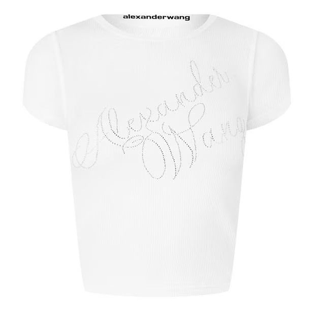 Alexander Wang o1g2r1mq0824 Cryst Logo T-Shirts in White Size S / US 4 / IT 40 - 1 Thumbnail
