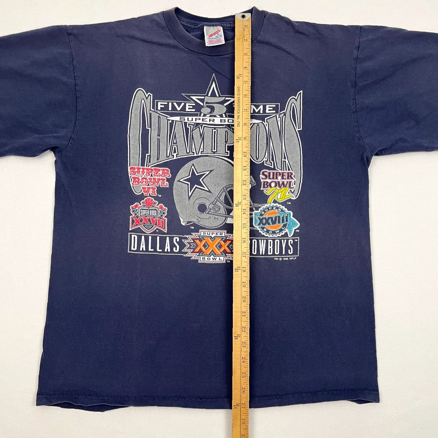 Jerzees VTG 90s Dallas Cowboys Shirt Mens XL Blue 5X Super Bowl Single Stitch Graphic T Shirt Size US XL / EU 56 / 4 - 4 Thumbnail