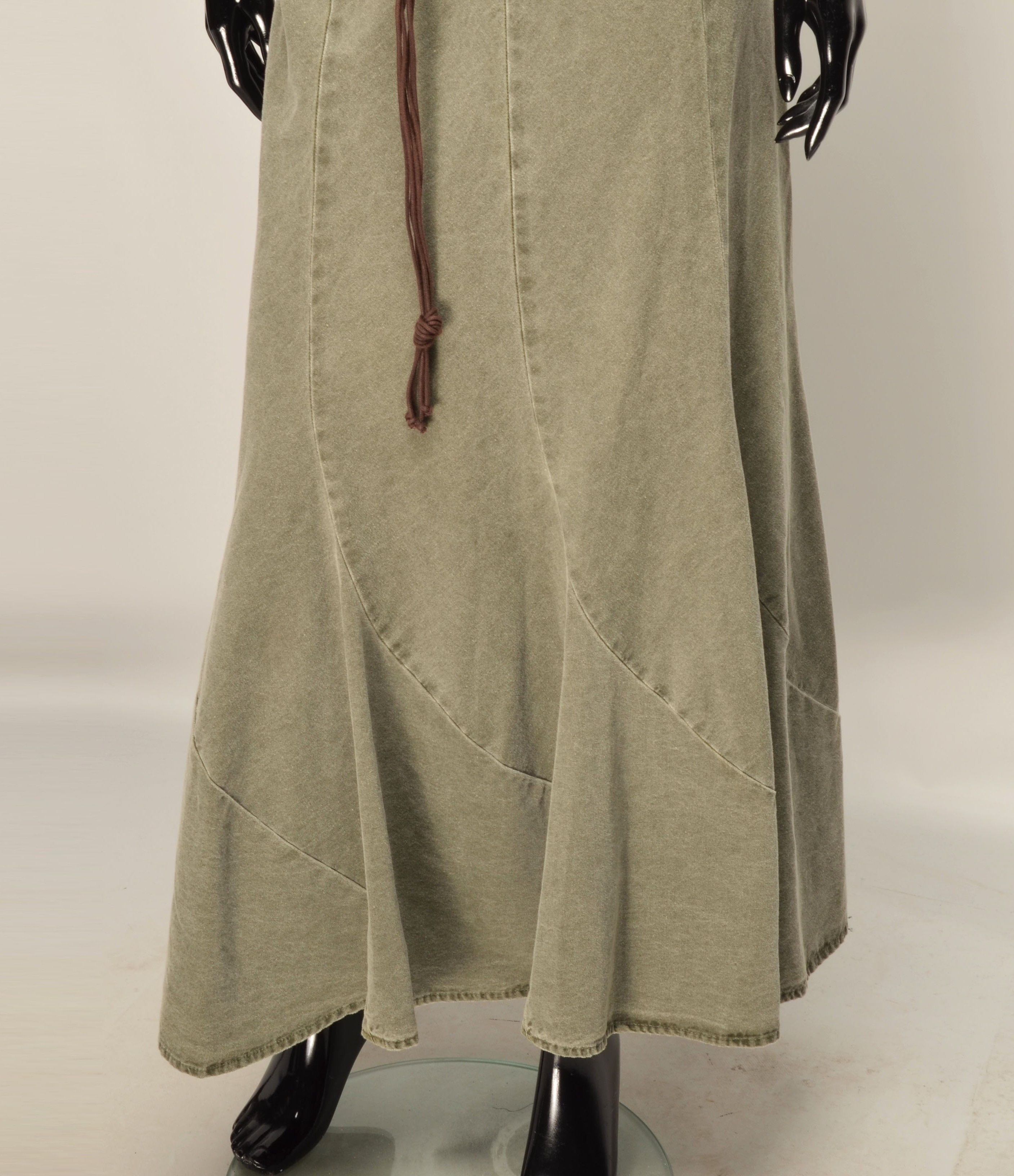 Vintage Per Una Y2K Boho Khaki Flared Midi Skirt with Braided Belt Size 30" / US 8 / IT 44 - 4 Thumbnail