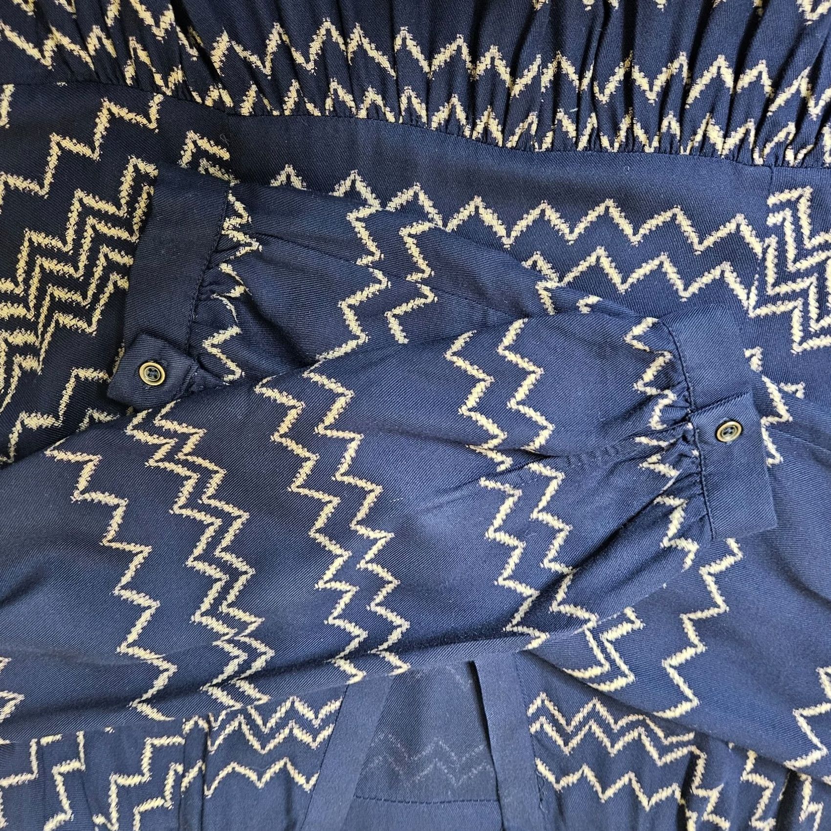 Vintage Holding Horses Women's Navy blue Chevron Printed Long sleeve V-neck Dress S Size S / US 4 / IT 40 - 3 Thumbnail
