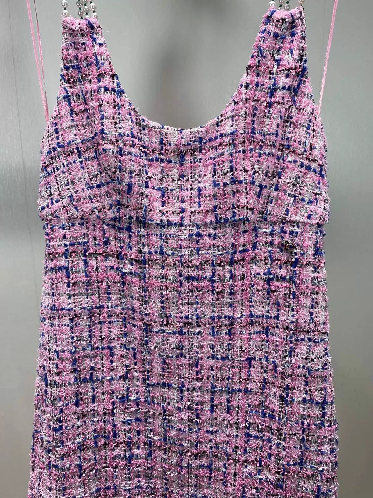 Chanel Chanel Pink Tweed Pearl Strap Dress 38 98 New Size S / US 4 / IT 40 - 6 Thumbnail