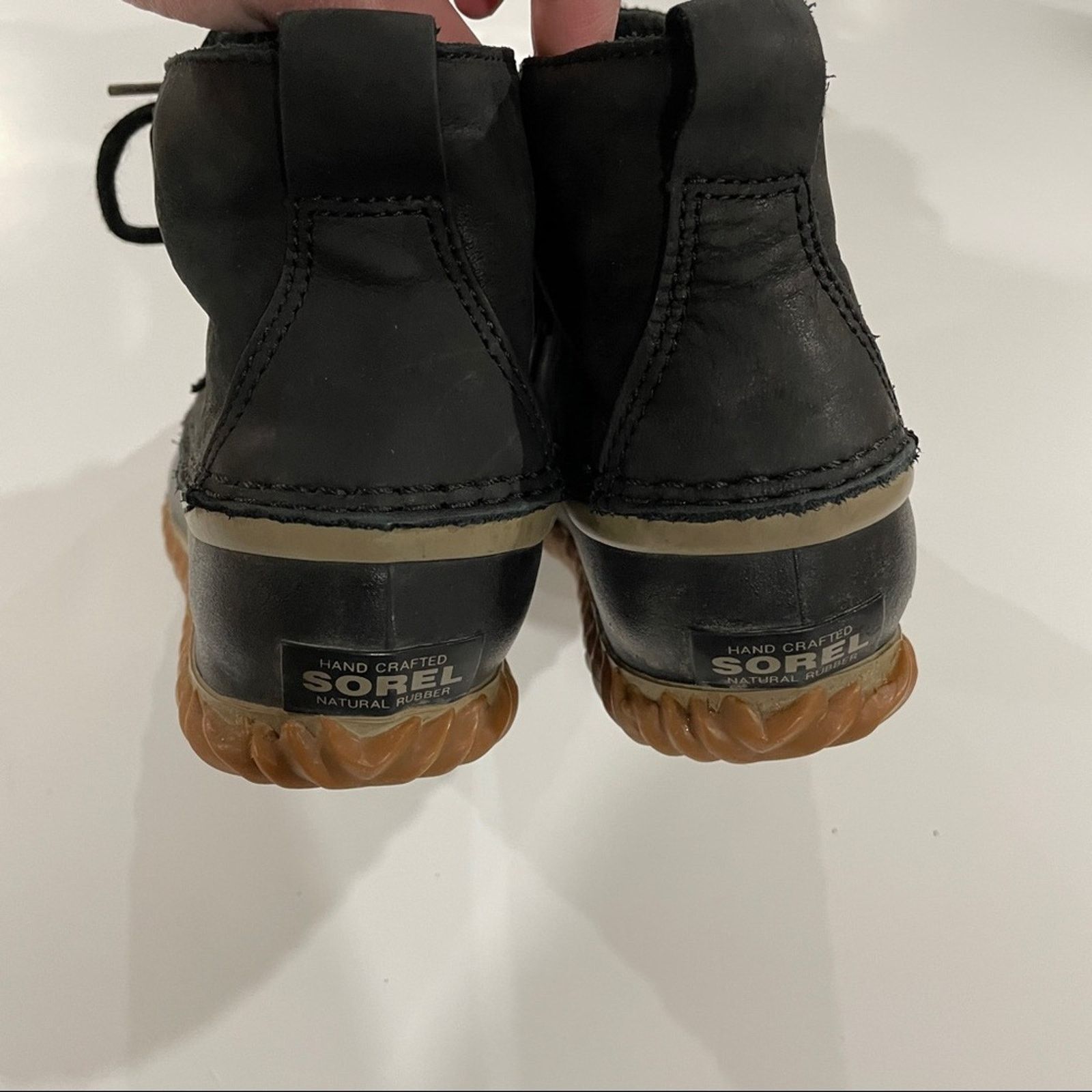 SOREL Sorel Out N About Black Leather Lace Up Ankle Duck Boots Size US 7 / IT 37 - 6 Thumbnail