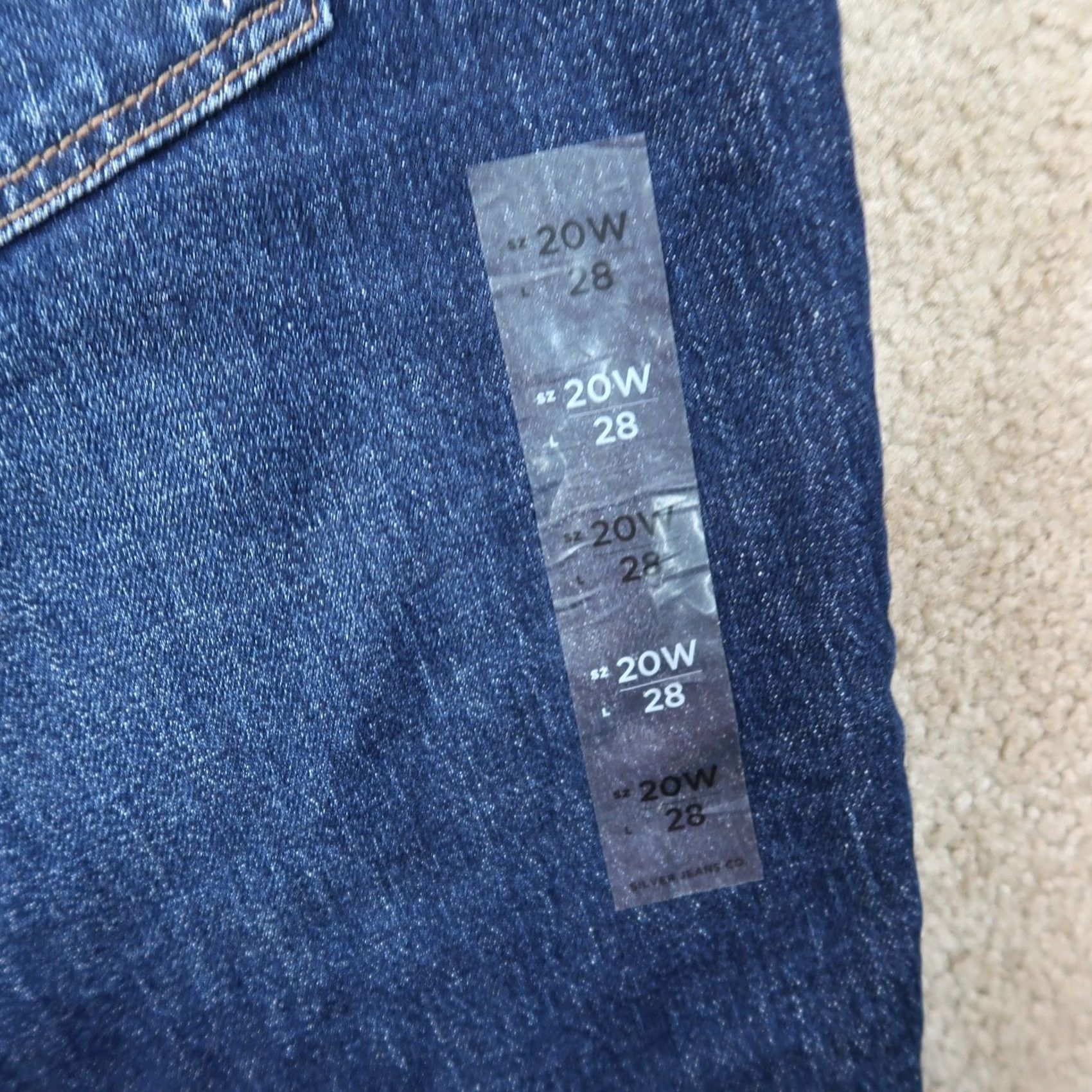 Silver Jeans Co. VINTAGE Silver Jeans Womens 20W x 28S High Rise Slim Straight Jeans Blue Denim pants Stretch 5-Pocket Womens Size 42" / US 20 - 6 Thumbnail