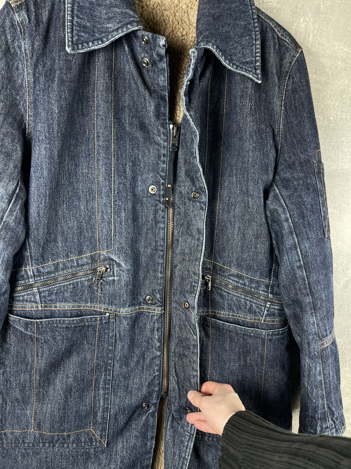Diesel DIESEL Vintage 00s Avant Grade Sherpa Lined Heavy Denim Coat Size US S / EU 44-46 / 1 - 10 Thumbnail