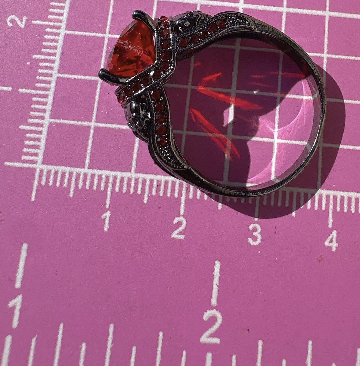 Designer Ed Force red diamond crystal paved black tone skeleton Size ONE SIZE - 9 Thumbnail