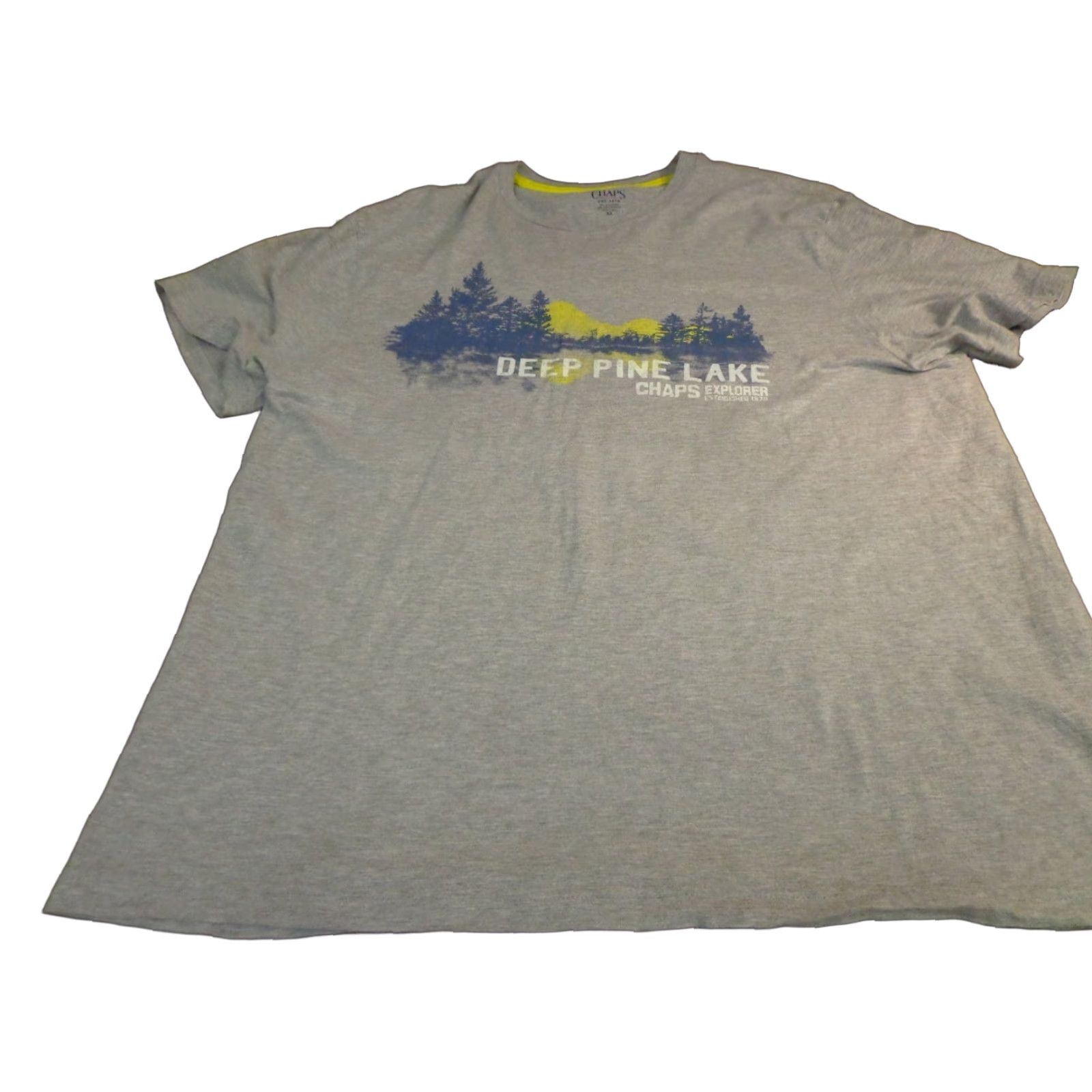Chaps Chaps Explorer Deep Pine Lake T Shirt Gray XL S5 Mens Graphic Tee Shirt Size US XL / EU 56 / 4 - 1 Thumbnail