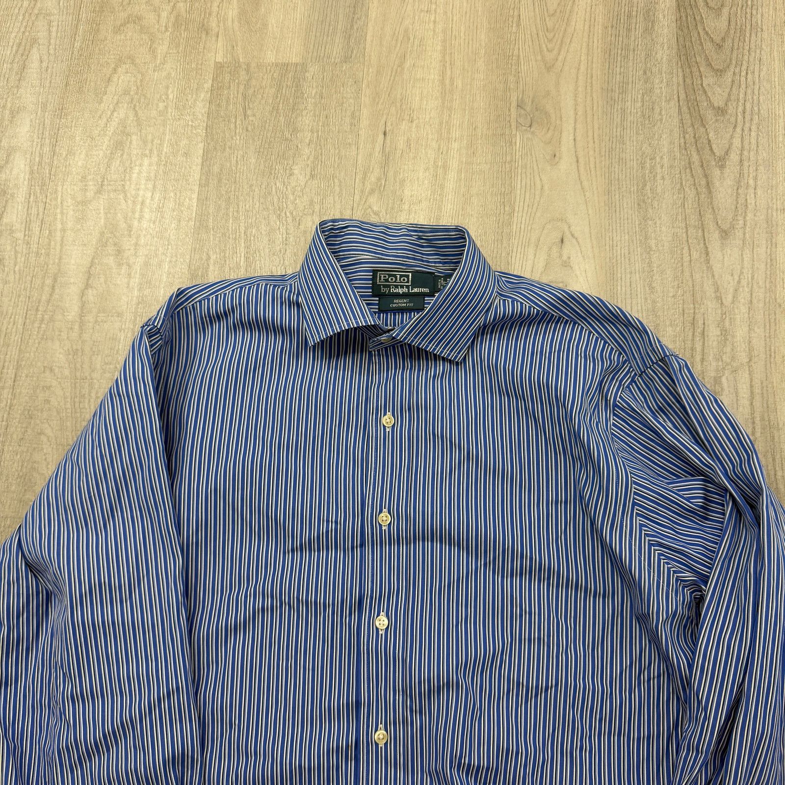 Polo Ralph Lauren Vintage Polo Ralph Lauren Regent Shirt Men's 17 34/35 Blue Size US XL / EU 56 / 4 - 2 Thumbnail