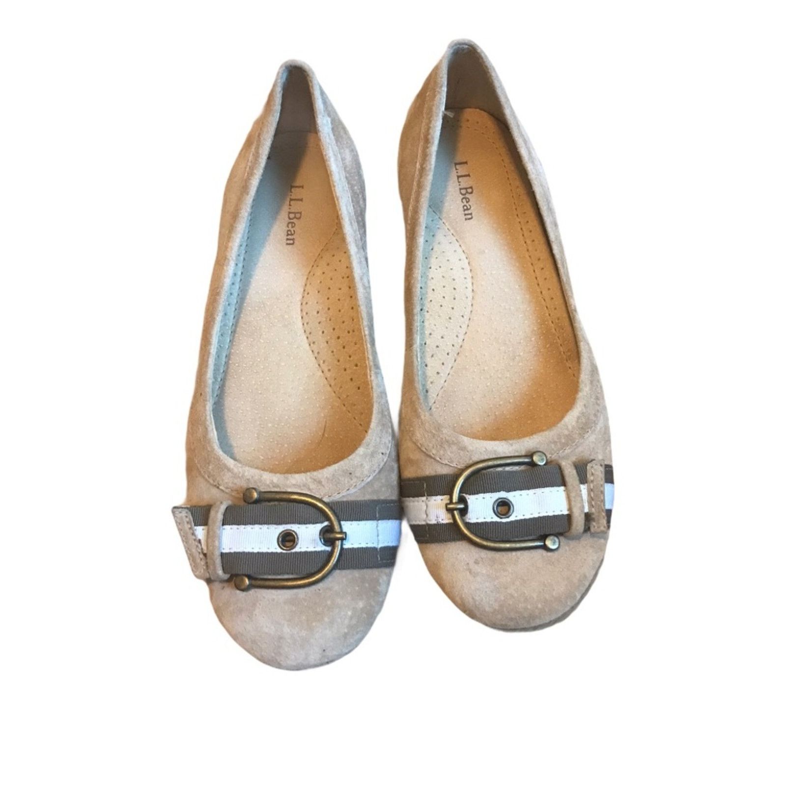 L.L. Bean L.L Bean Tan Suede Buckle Flats Size US 7 / IT 37 - 1 Thumbnail