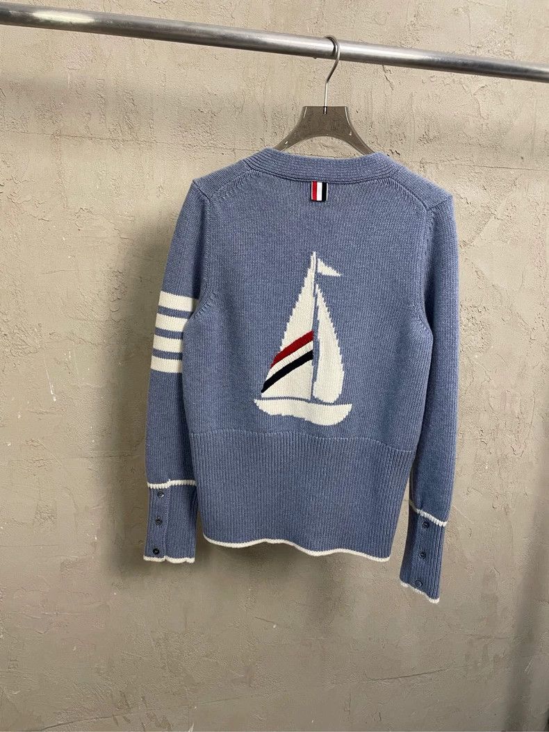 Thom Browne Thom Browne Smog blue sailboat four stripe wool sweater Size XS / US 0-2 / IT 36-38 - 2 Thumbnail