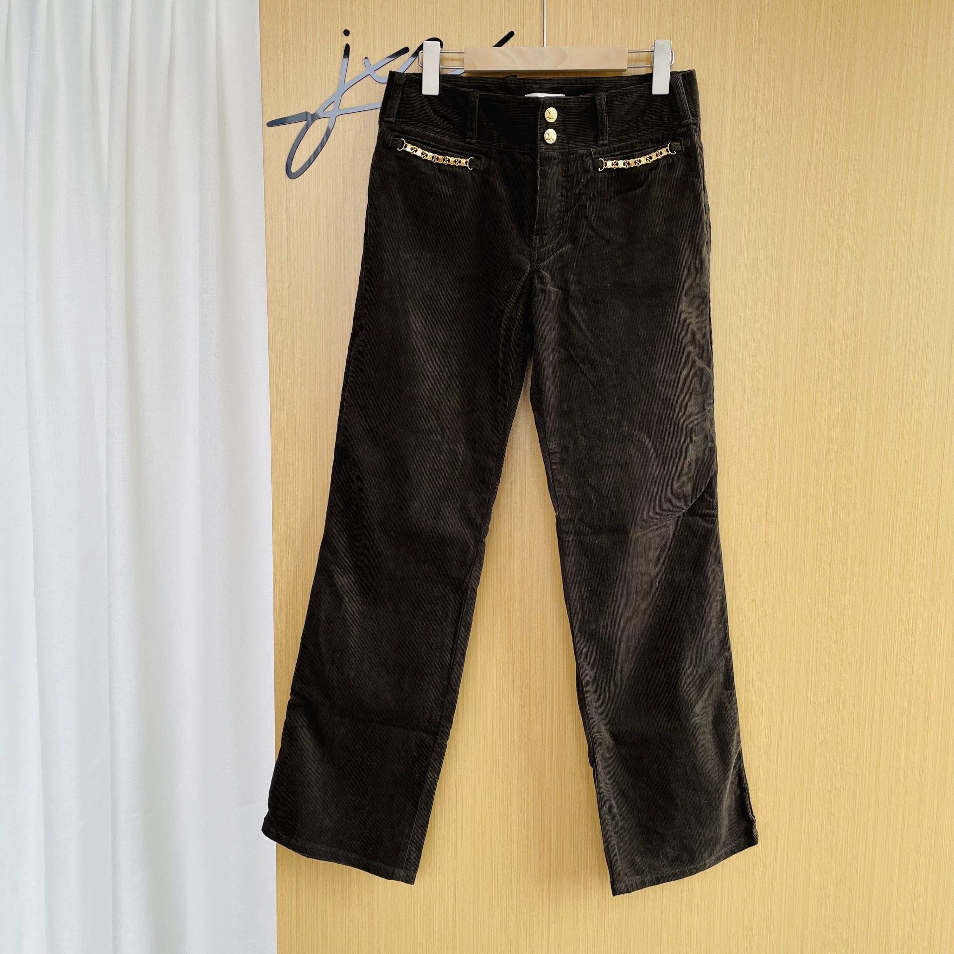 Celine CELINE 99 New Corduroy SL Pants Women's Brown 28 Zipper Belt Size 28" / US 6 / IT 42 - 1 Thumbnail