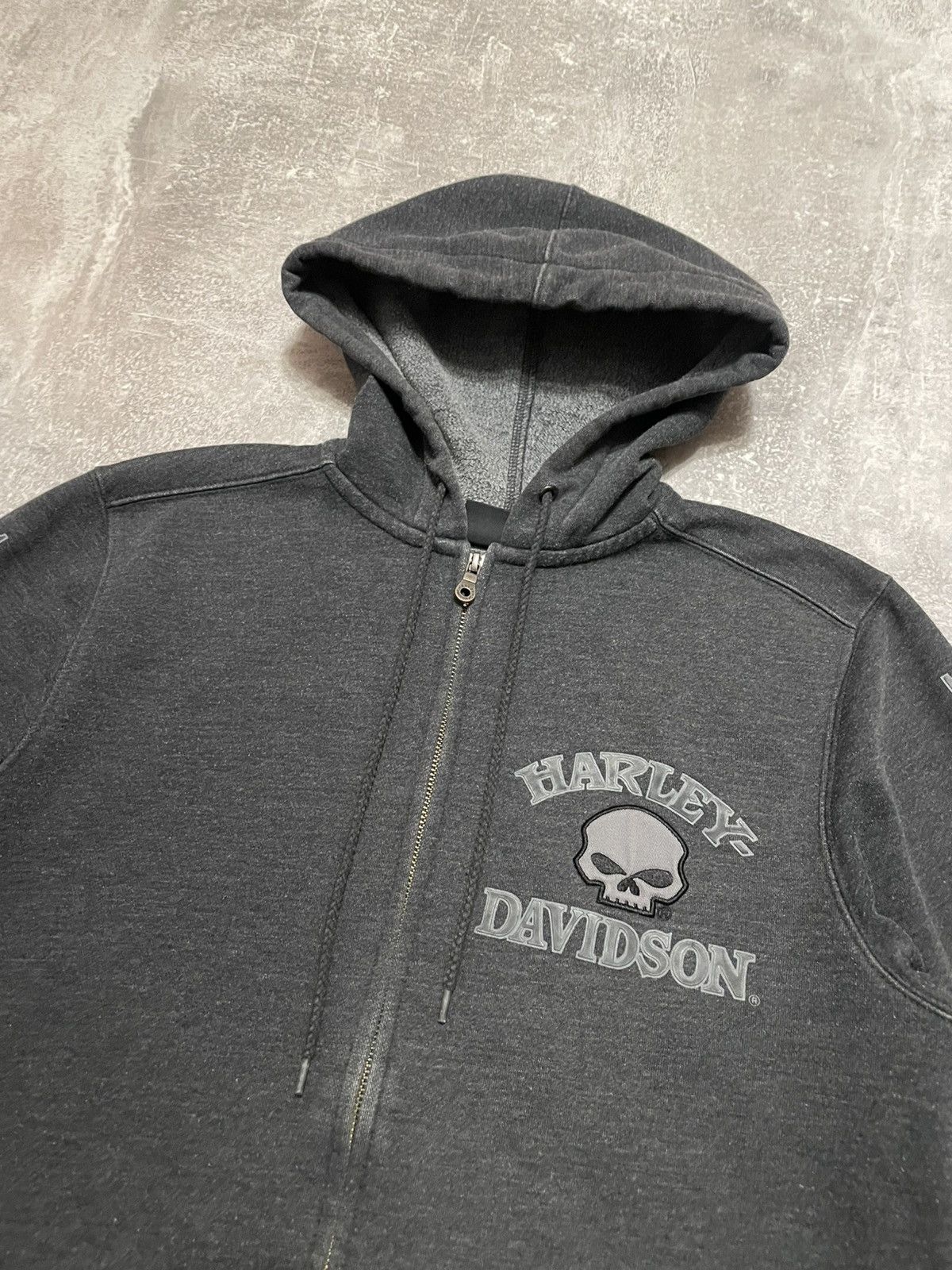 Harley Davidson × Vintage Vintage Harley Davidson Distressed Skull Zip-Up Hoodie Size US S / EU 44-46 / 1 - 2 Thumbnail