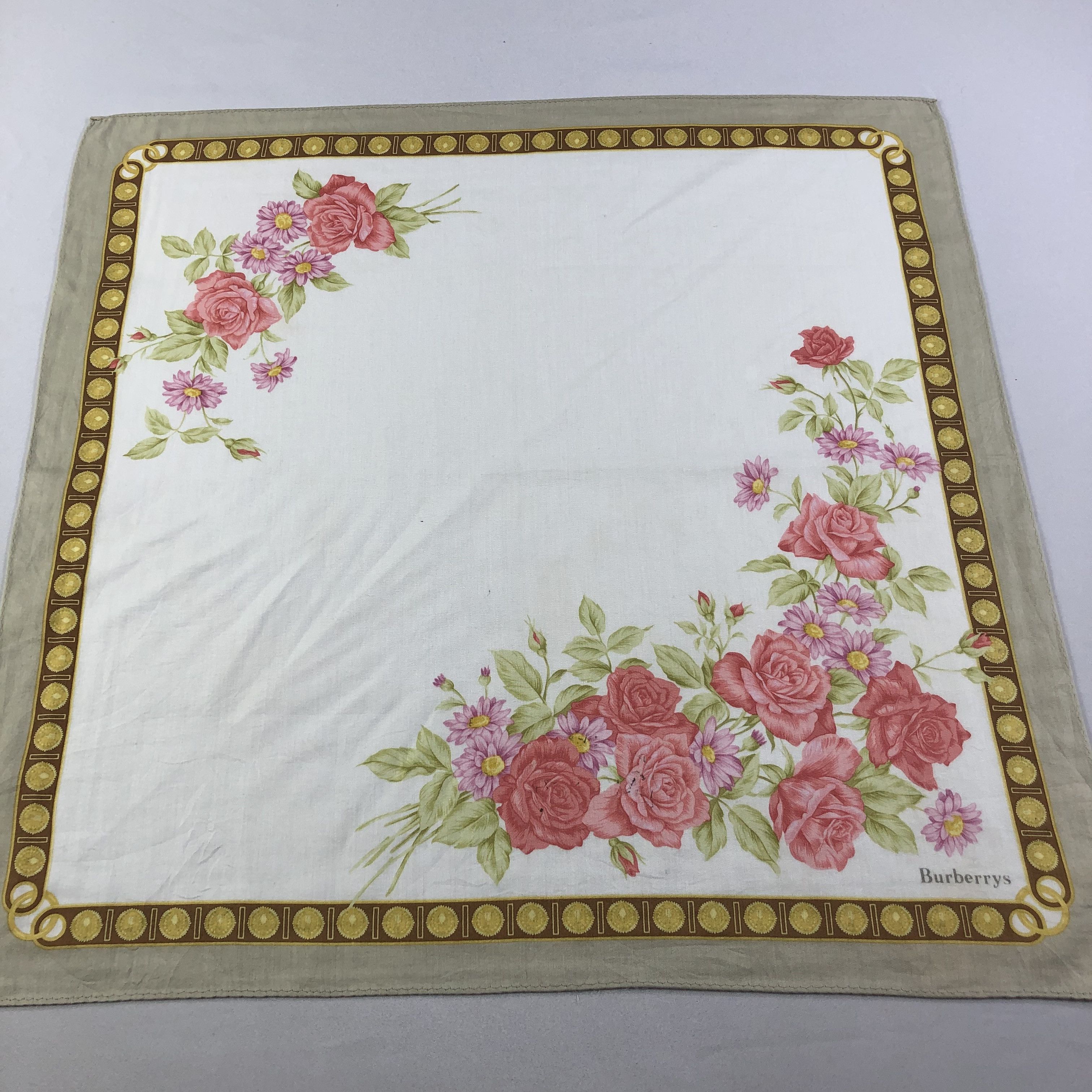 Burberry Burberrys Floral Handkerchief Neckerchief Bandana H1512 Size ONE SIZE - 2 Thumbnail