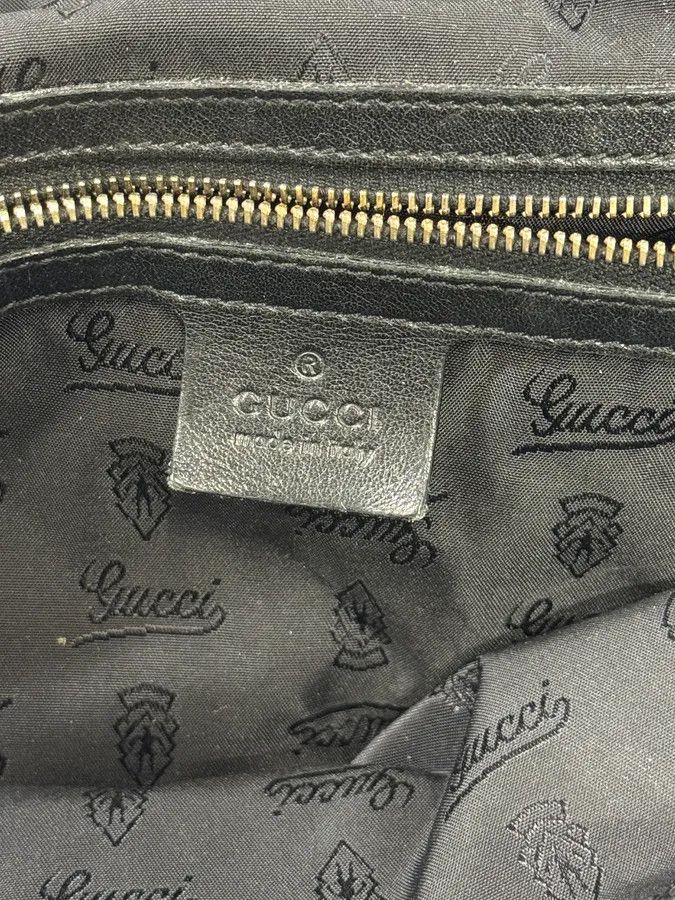 Gucci 2000s Gucci Dark Green & Black Eroded Bamboo Handle Bag Size ONE SIZE - 16 Thumbnail