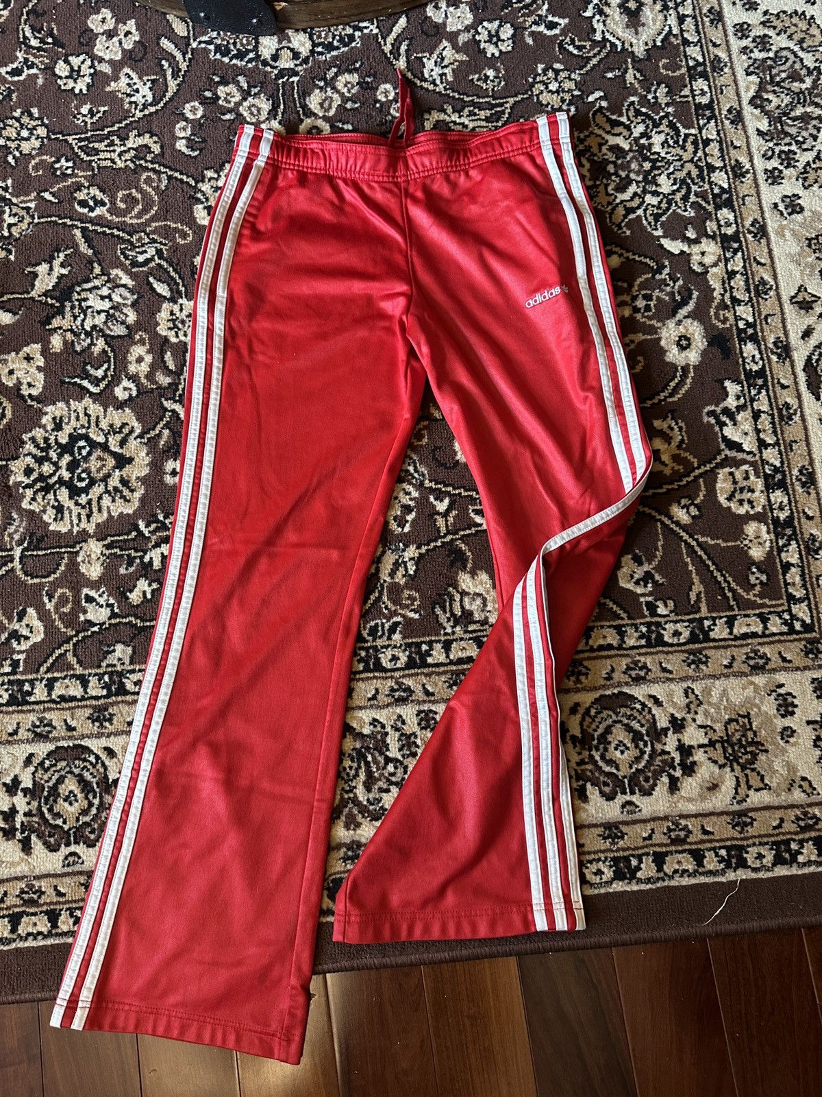 Adidas Vintage Adidas RED three stripes flared track pants. Rare Size US 30 / EU 46 - 3 Thumbnail