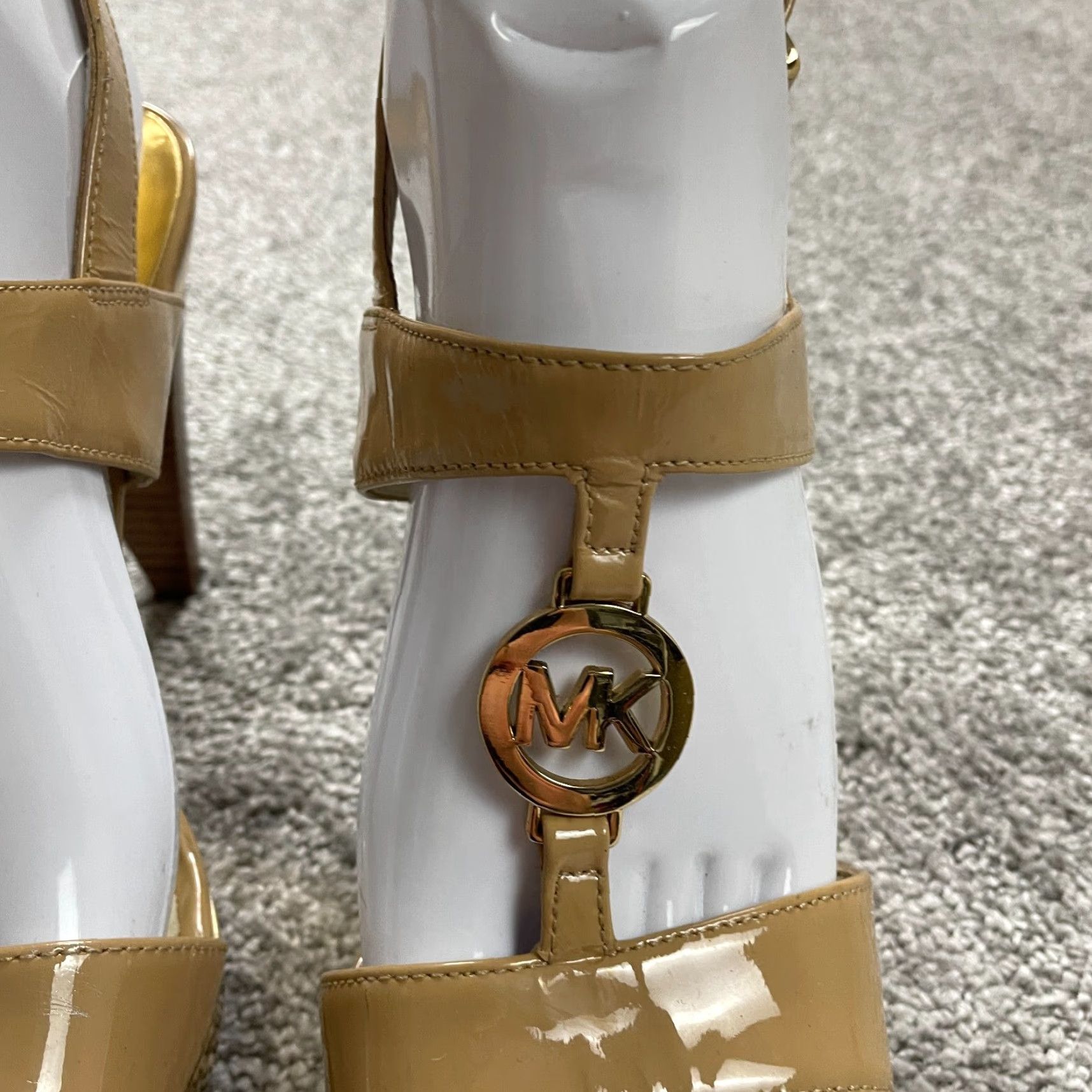 Michael Kors Michael Kors Sandal Womens 8.5 M Strappy Leather Embossed Logo Buckle Heel Cuban Size US 9 / IT 39 - 7 Thumbnail