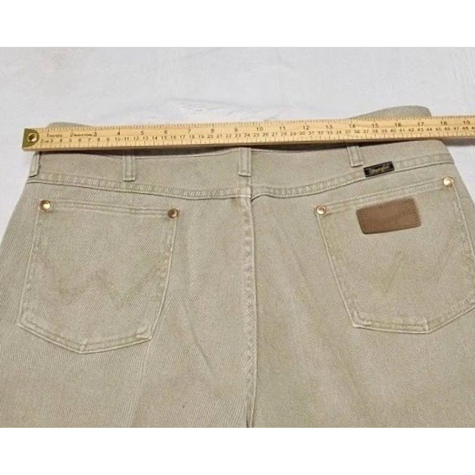 Wrangler VINTAGE Wrangler 936R Cowboy Cut Jeans 36x38 USA Made Light Wash Western Jeans Mens Regular 36x38 Beige/Tan Cotton Denim Straight Baggy? Size US 36 / EU 52 - 6 Thumbnail