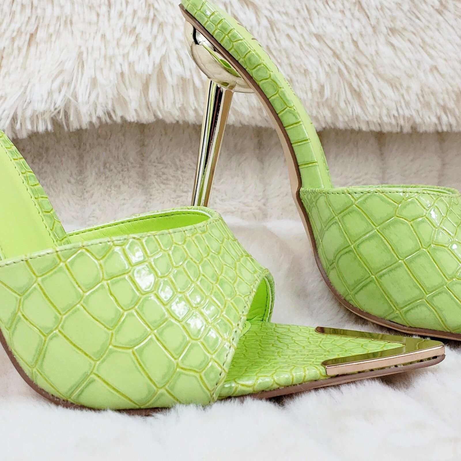 Other Venus Lime Green Slim High Heel Pointy Toe Slip On Sandals S Size US 6.5 / IT 36.5 - 7 Thumbnail