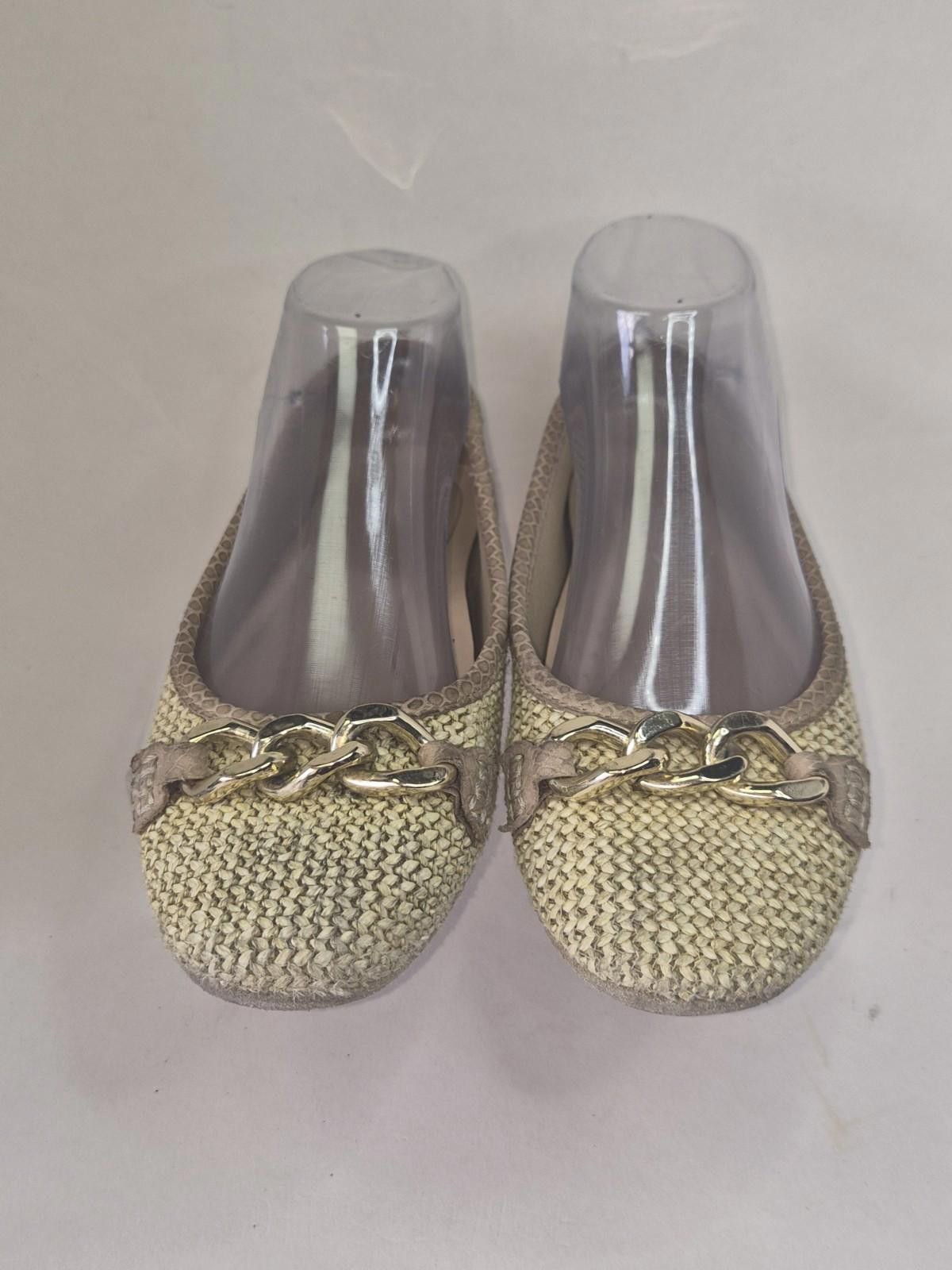 Donald Pliner DONALD J PLINIER Woven Raffia Ballet Flats Beige Boho Sz. 7M Size US 7 / IT 37 - 2 Thumbnail