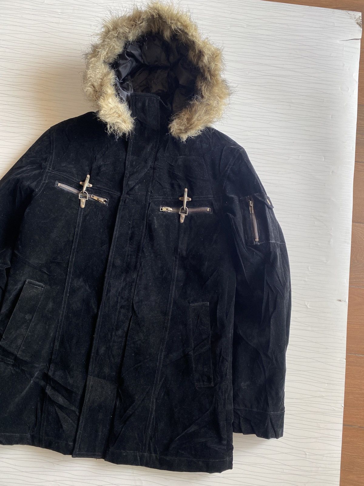 20471120 Vintage Fur Hood Parka Black Jacket - Quilted Lining Size US M / EU 48-50 / 2 - 2 Thumbnail