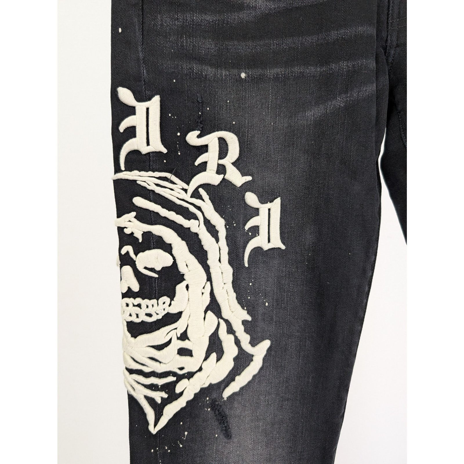 Amiri o1rshd1 Wes Lang Reaper Logo Jean in Aged Black Size US 32 / EU 48 - 6 Thumbnail