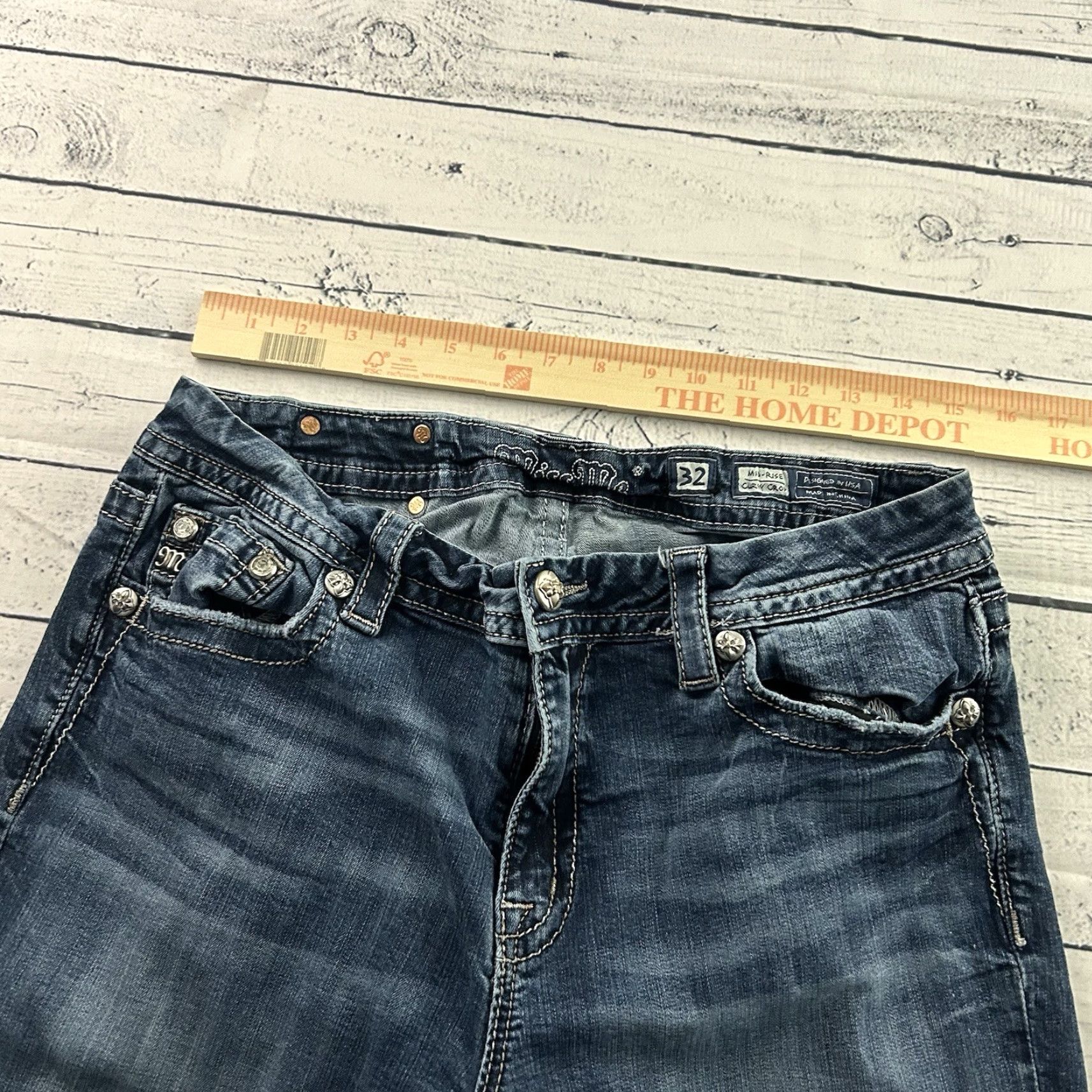 Miss Me Miss Me Jeans Cropped Denim Blue 32 WOMEN's Y2K Vintage? Size 24" / US 00 / IT 34 - 3 Thumbnail