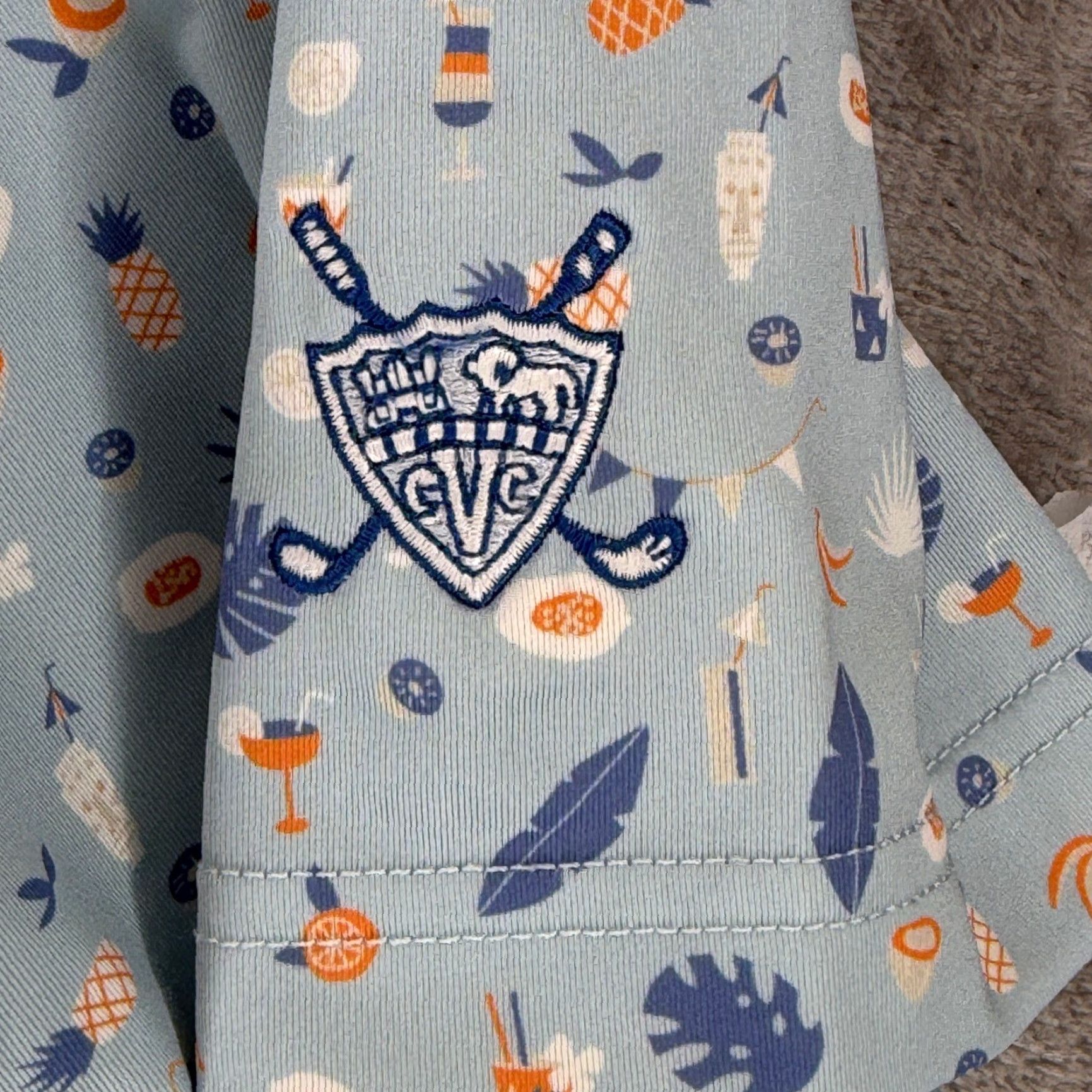 Vintage Straight Down Performance Polo Shirt Mens Large Blue Tropical Cocktail Pineapple Golf Polo Size US L / EU 52-54 / 3 - 7 Thumbnail