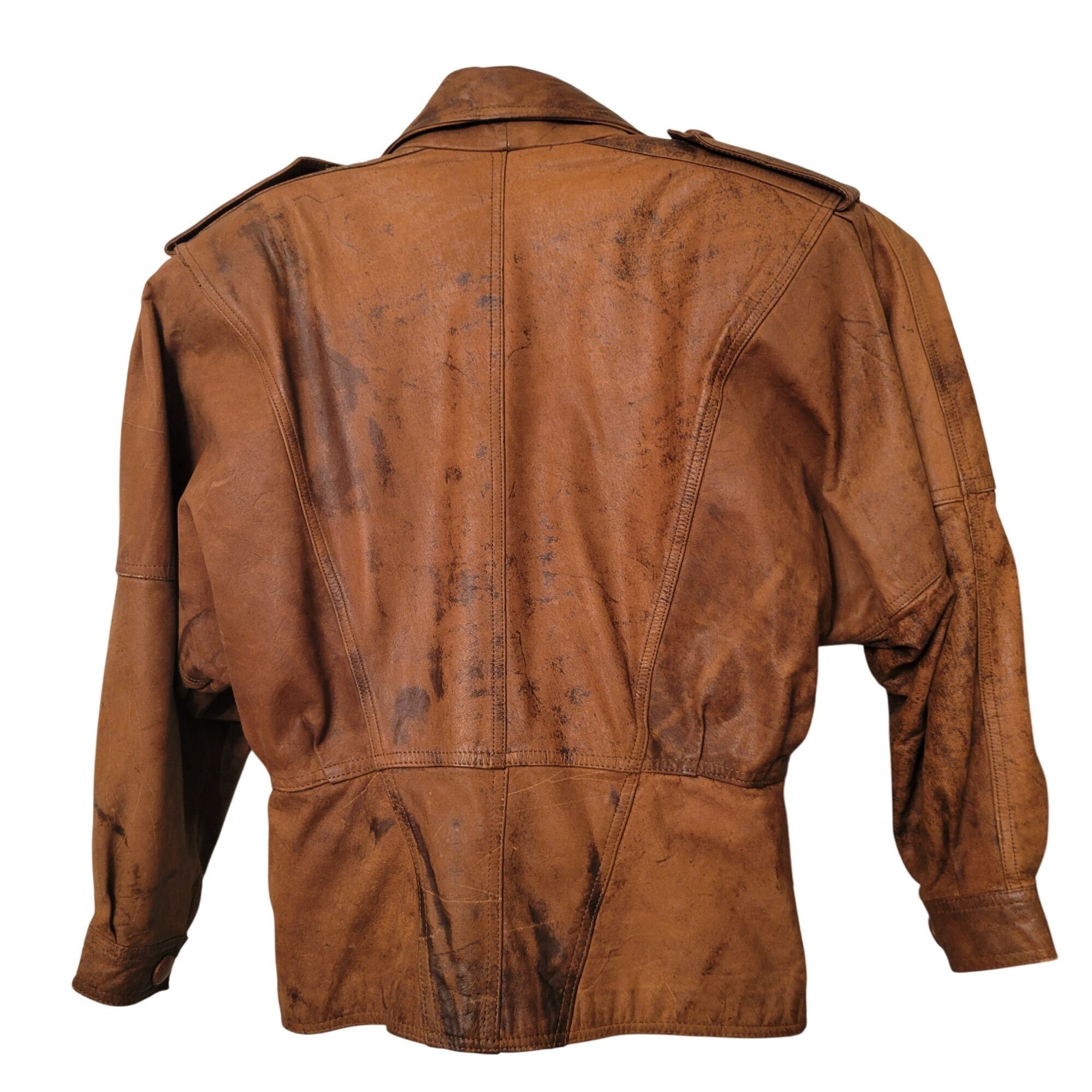 Vintage Vintage Whipp Leather Belted Jacket M Brown Distressed Bombe Size M / US 6-8 / IT 42-44 - 3 Thumbnail