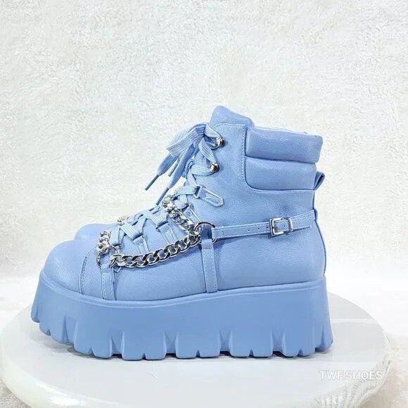 Other Emo Stomp 2" Platform Stomper Ankle Boots With Chain Design Size US 7 / IT 37 - 5 Thumbnail