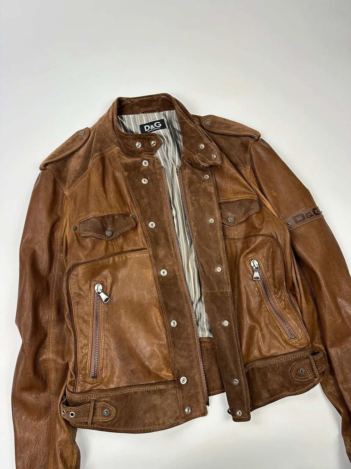 Dolce & Gabbana Dolce & Gabbana Leather Suede Brown Flight Bomber Jacket Size US M / EU 48-50 / 2 - 4 Thumbnail