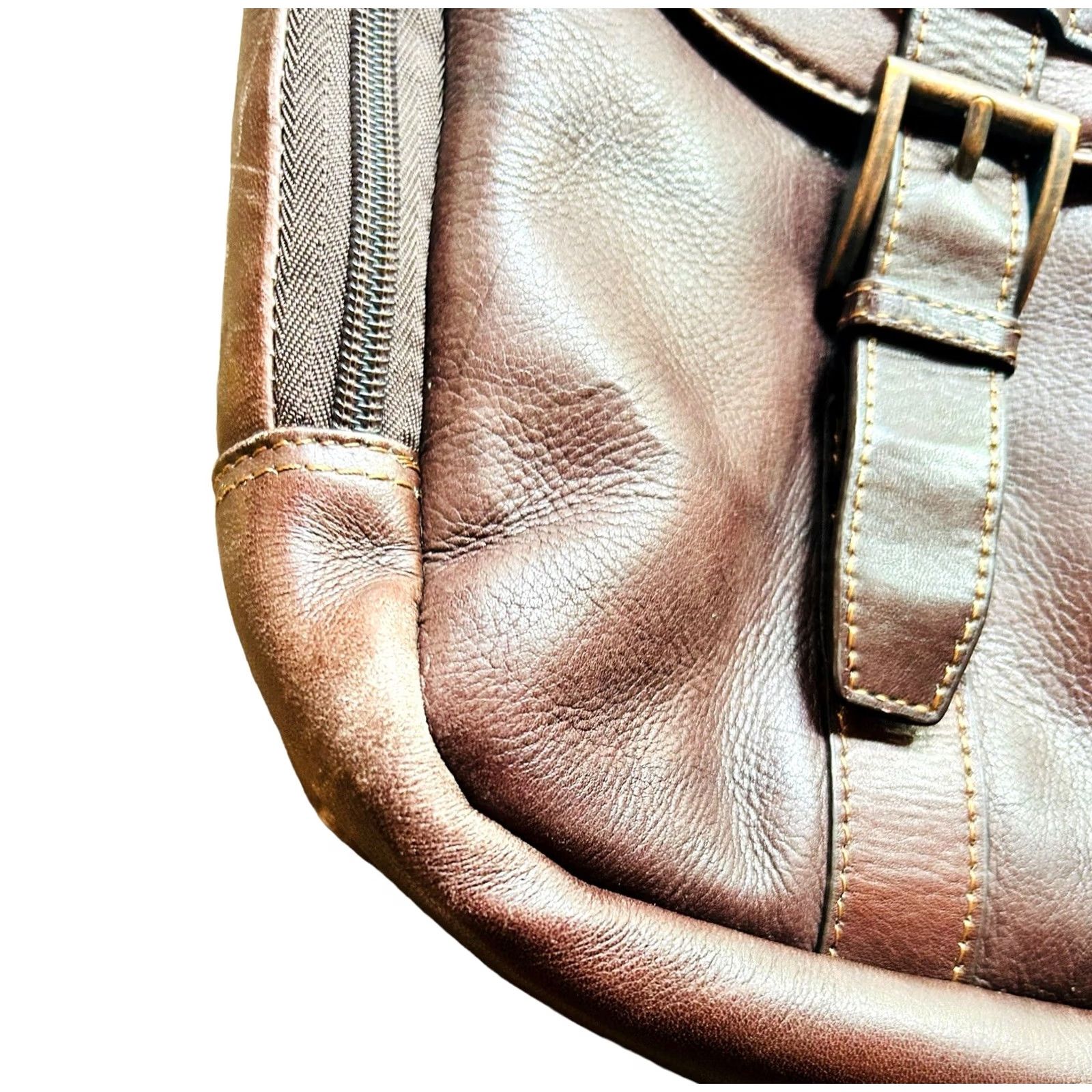 Kenneth Cole KENNETH COLE REACTION Show Business Messenger Briefcase Laptop Bag Leather Bag Brown Leather 17 in 14 in 4 in Mens Large Size ONE SIZE - 7 Thumbnail