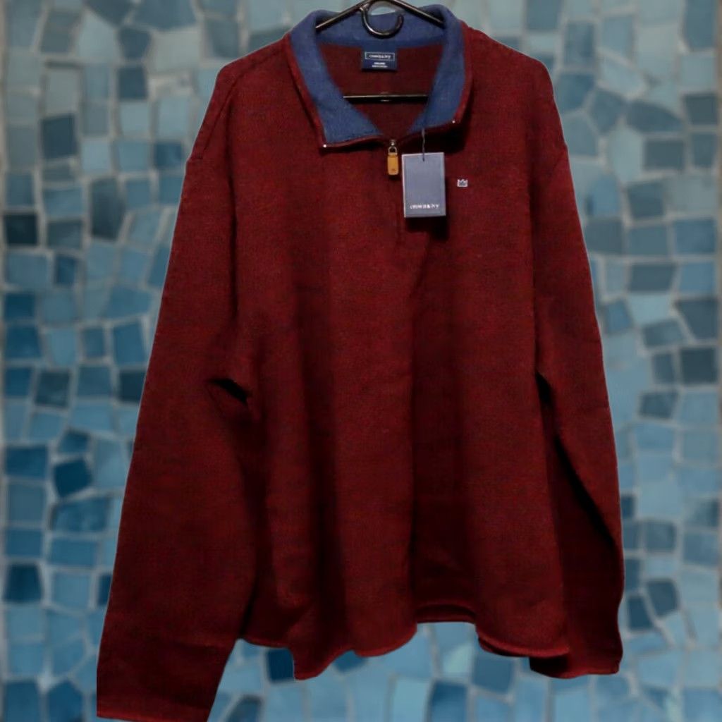 Vintage Crown & Ivy Men's 2XL Red Mock Neck 1/4 Zip Sweater NWT Christmas Winter Classic Pullover Knit Shirt Size US XXL / EU 58 / 5 - 1 Thumbnail