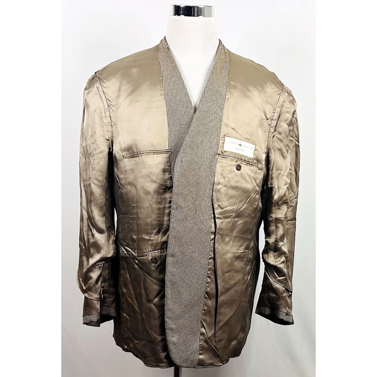 Joseph Abboud Joseph Abboud Sport Coat 46R Silk Wool Gold Knit Three-Button Double Vented Plaid Men's Jacket Court Formal Size US XS / EU 42 / 0 - 7 Thumbnail