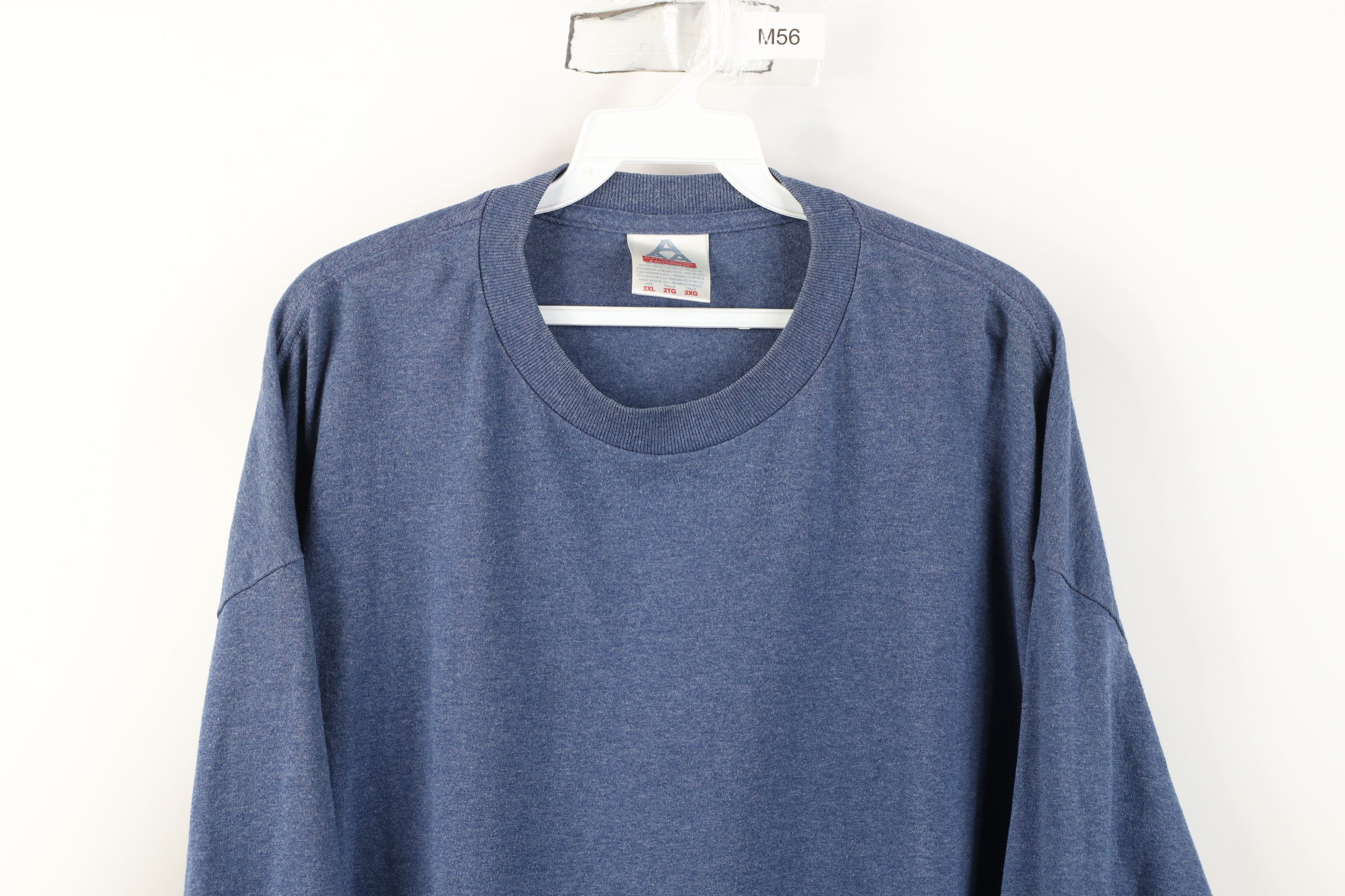 Vintage Vintage 90s Y2K Streetwear Long Sleeve T-Shirt Heather Blue Size US XXL / EU 58 / 5 - 2 Thumbnail
