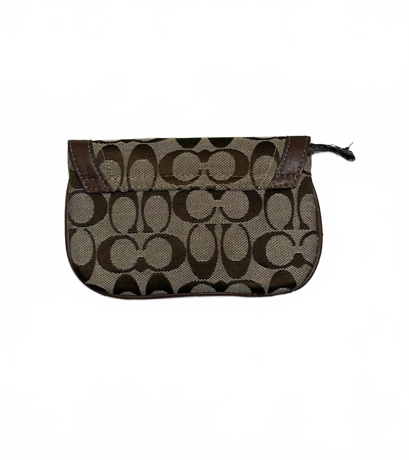Coach Coach Signature Logo Mini Wristlet in Brown Canvas Size ONE SIZE - 1 Thumbnail