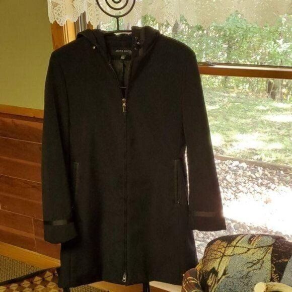 Anne Klein Anne Klein Embellished Black Lined Hooded Sz. M Coat Size M / US 6-8 / IT 42-44 - 2 Thumbnail