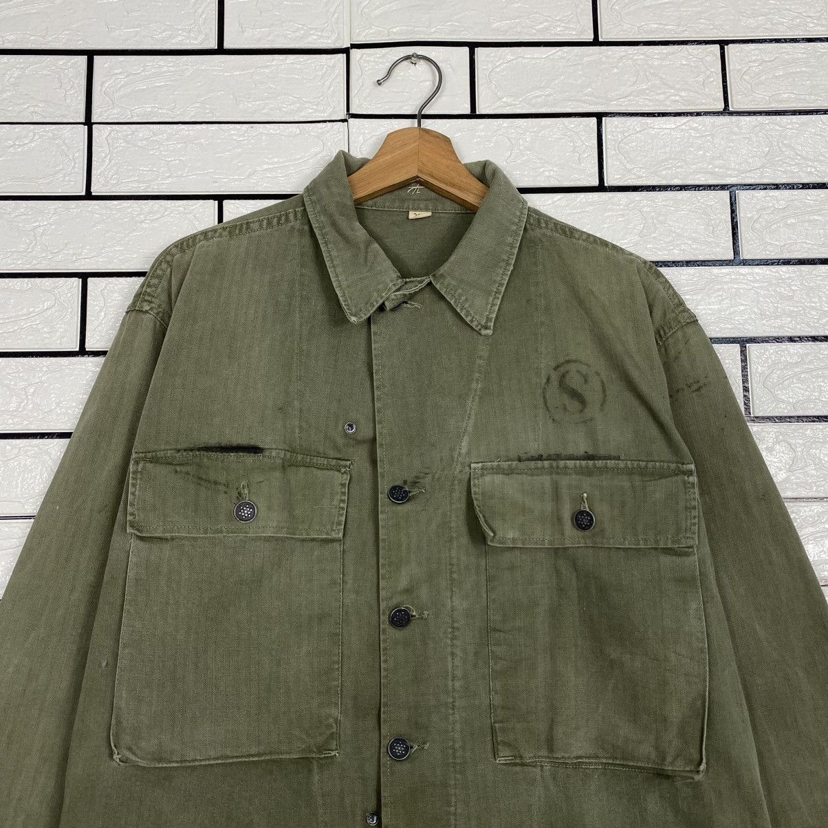 Vintage 🔥TRUE VINTAGE 40’s 13 STARS BUTTON HBT JACKET MILITARY USN Size US M / EU 48-50 / 2 - 3 Thumbnail