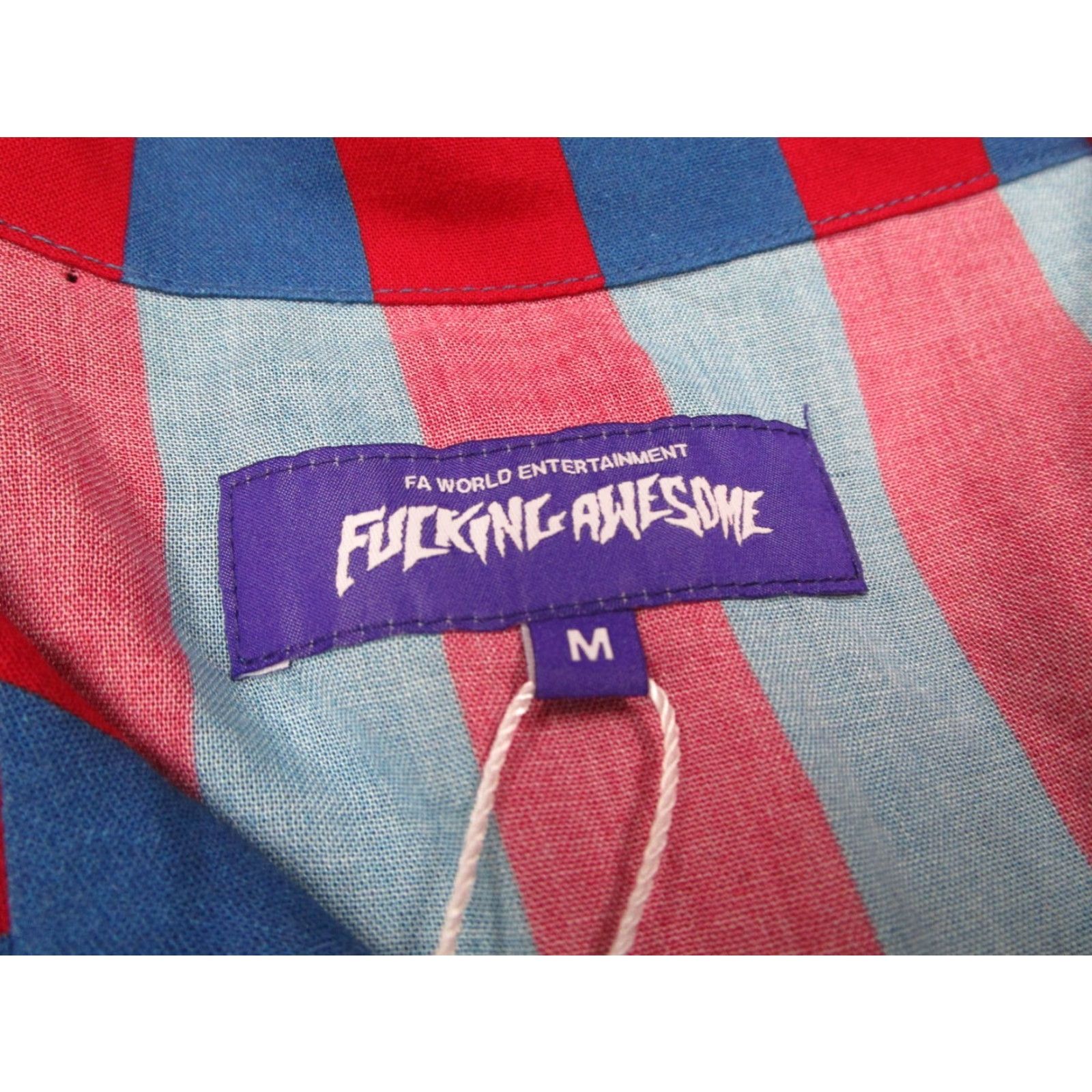 Fucking Awesome F*ckingAwesome Button-Up Shirt Mens Medium Red Blue Striped Graphic Skate Brain Function Club Size US M / EU 48-50 / 2 - 2 Thumbnail