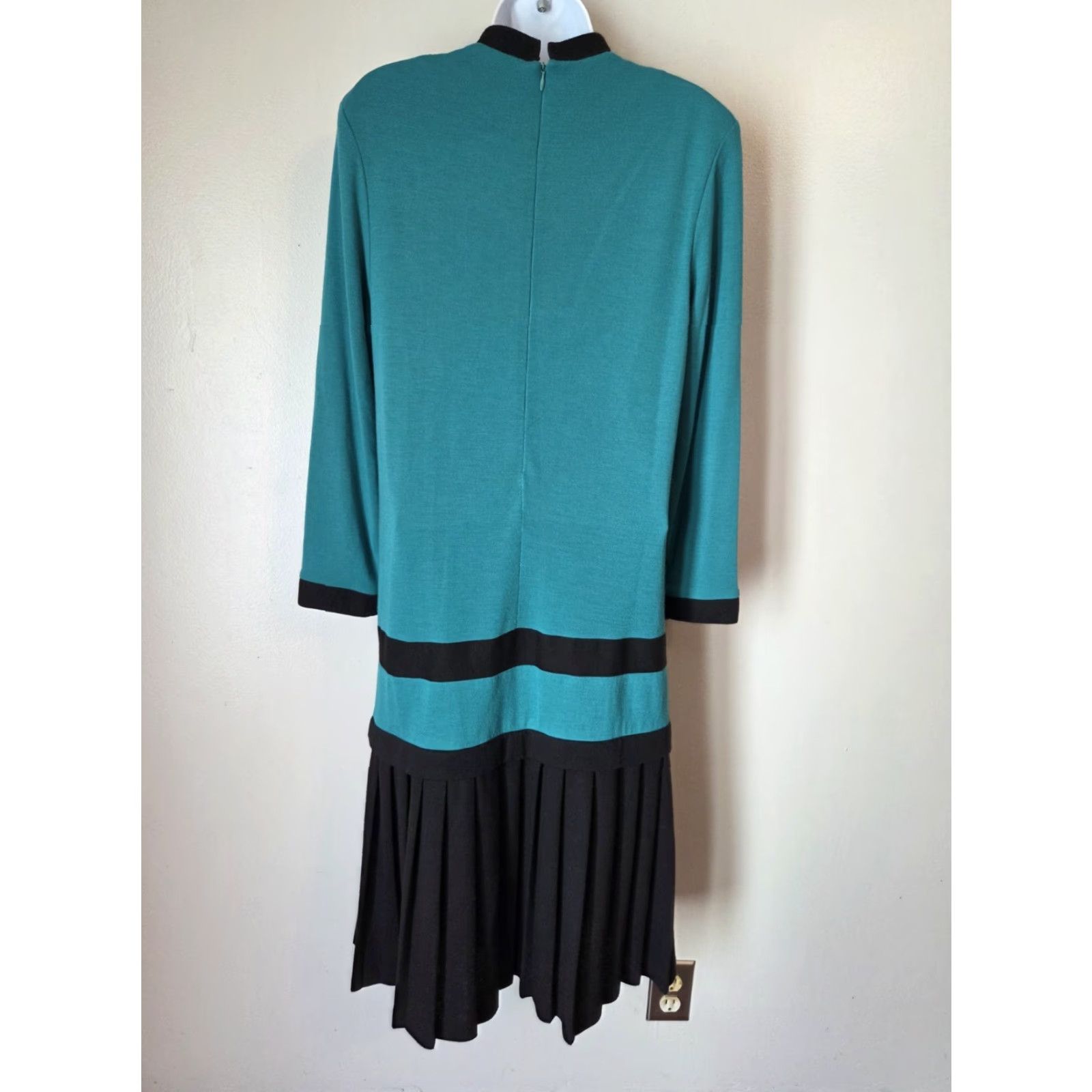 Altea VINTAGE Caron Petite Teal Black New Wave Drop Waist Midi Dress 8 Womens Size M / US 6-8 / IT 42-44 - 6 Thumbnail