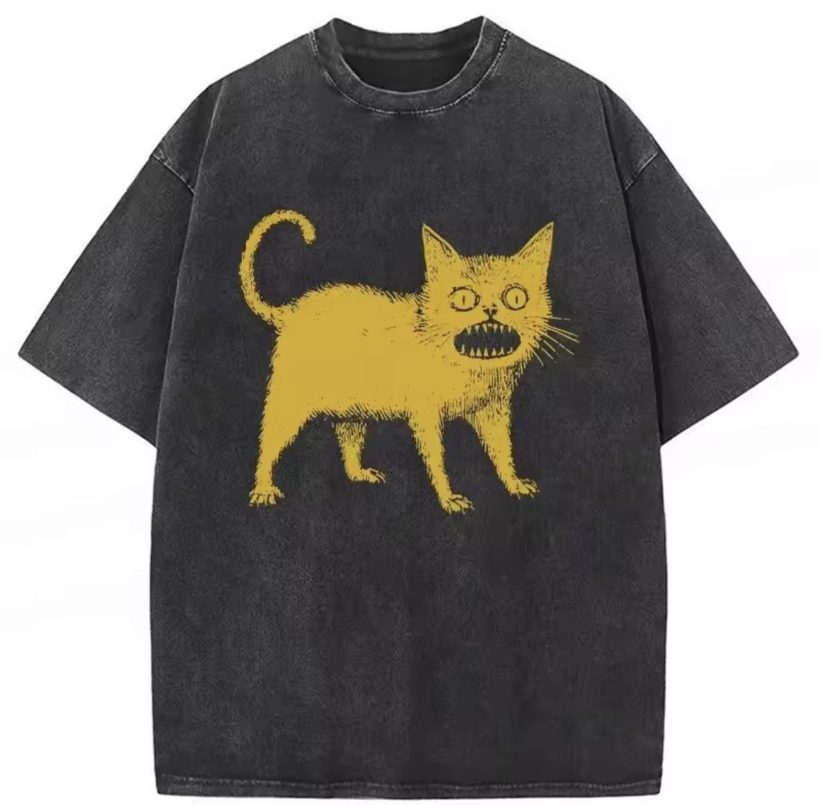 Japanese Brand High Street Yellow Shock Cats Graphic Washed T-Shirt Size US XXL / EU 58 / 5 - 1 Thumbnail