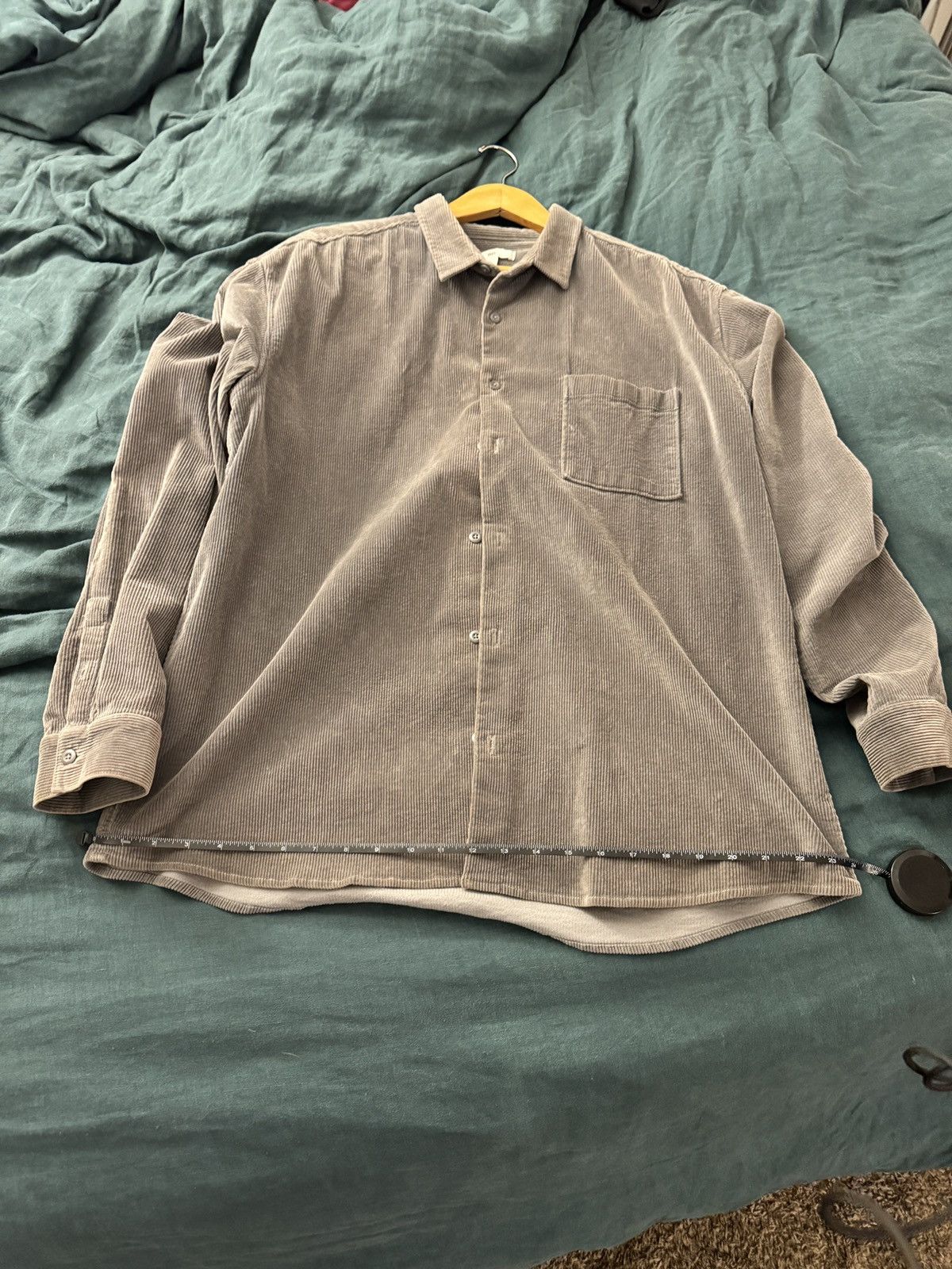 BP. Men's Charcoal Corduroy Button-Down Shirt | Large L | Os fit Size US L / EU 52-54 / 3 - 4 Thumbnail