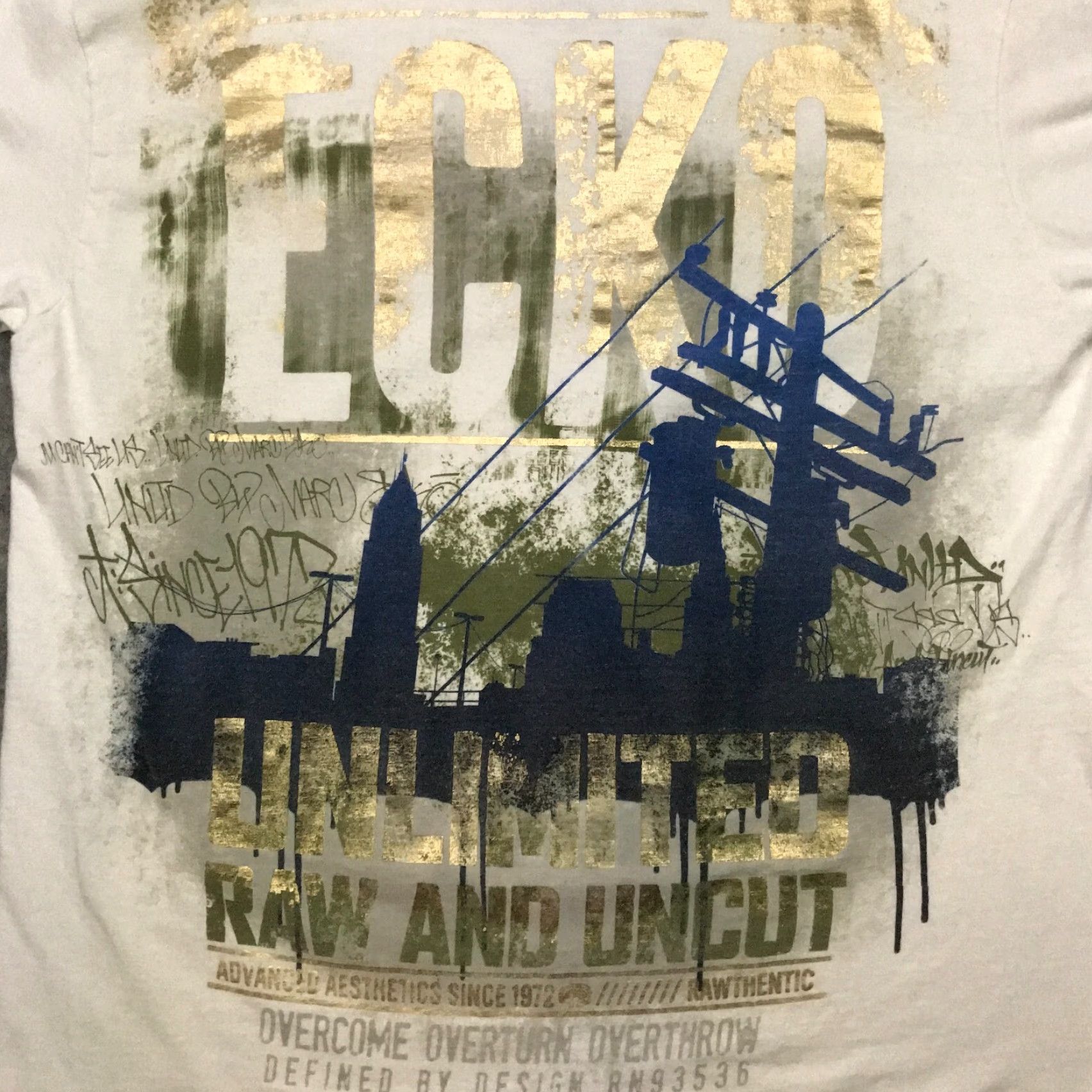Ecko Unltd. Ecko Unltd Shirt Mens L White City Graffiti T-Shirt Crew Neck Short Sleeve Hip Hop Street Size US L / EU 52-54 / 3 - 2 Thumbnail