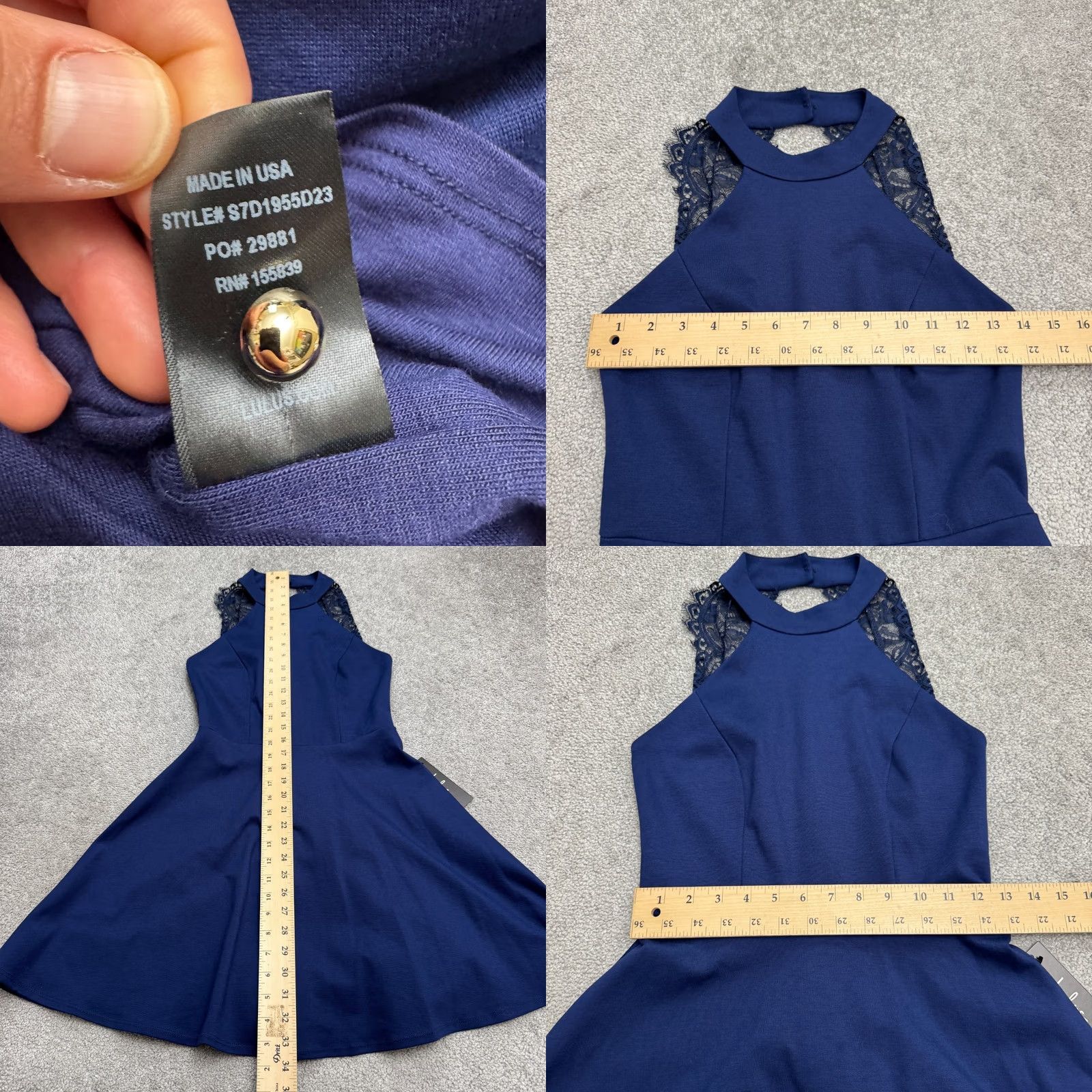 Lulus Lulus Lace Halter A-Line Mini Dress Womens Small Navy Blue Sleeveless Party NWT Size S / US 4 / IT 40 - 8 Thumbnail