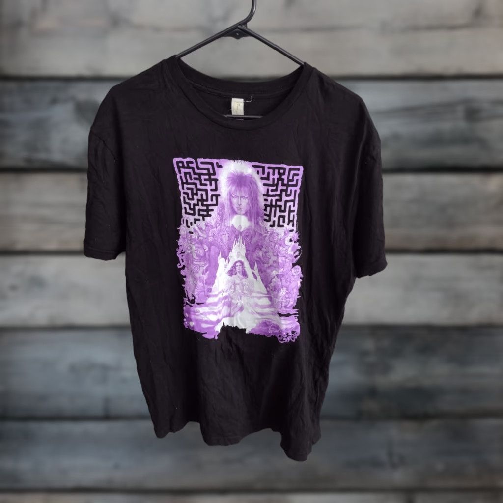 Vintage VINTAGE RockMe Labyrinth T-Shirt Size XL Adult Men's Black Purple 100% Cotton David Bowie Movie Graphic EUC Size US XL / EU 56 / 4 - 1 Thumbnail