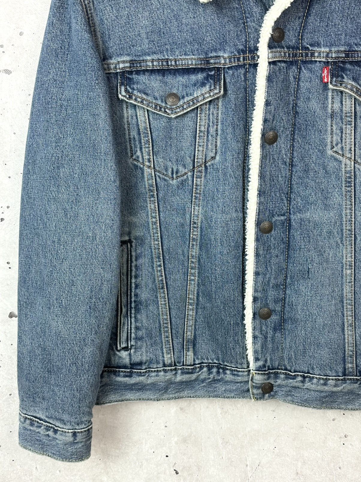 Levi's Levi’s Premium Sherpa Lined Denim Blue Trucker Snap Jacket Size US M / EU 48-50 / 2 - 4 Thumbnail