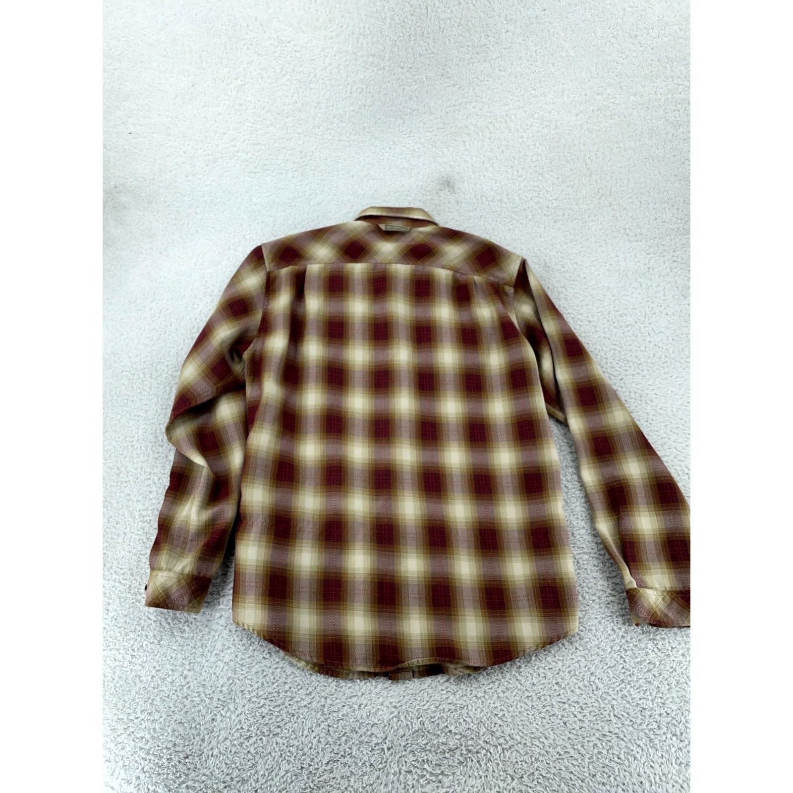 ExOfficio ExOfficio Shirt Mens M Brown Red Plaid Long Sleeve Collared Button Up Size US M / EU 48-50 / 2 - 3 Thumbnail