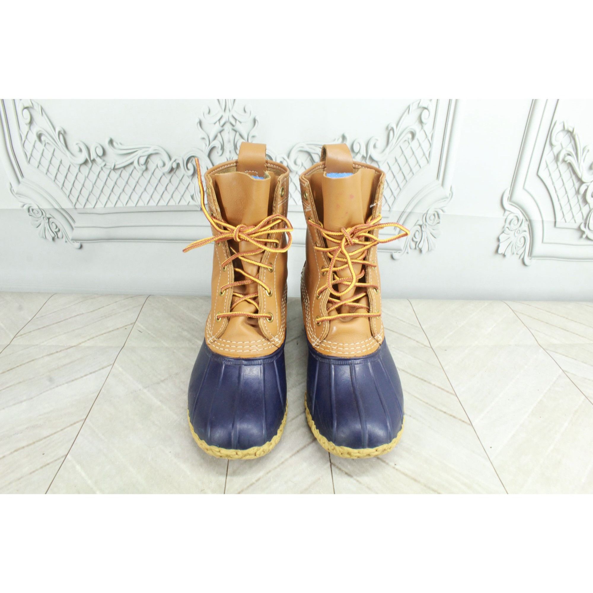 L.L. Bean LL Bean Navy Brown Leather Lace Up Waterproof Duck Boots Size US 6 / IT 36 - 5 Thumbnail