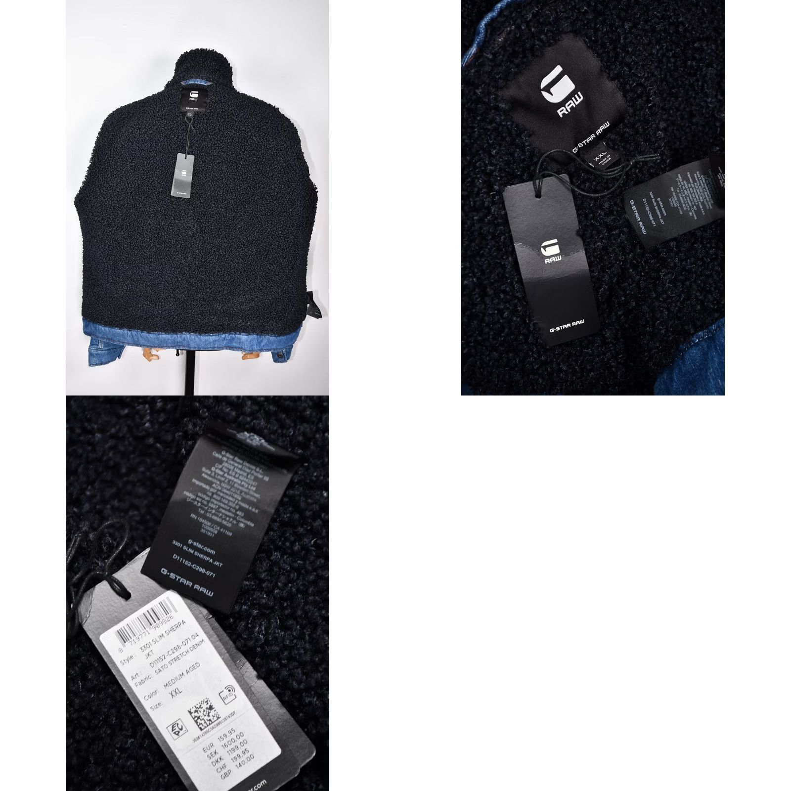 G-Star G-Star RAW 3301 Slim Sherpa Jacket Sato Stretch Denim 2XL Mens Blue Jacket Size US XXL / EU 58 / 5 - 9 Thumbnail