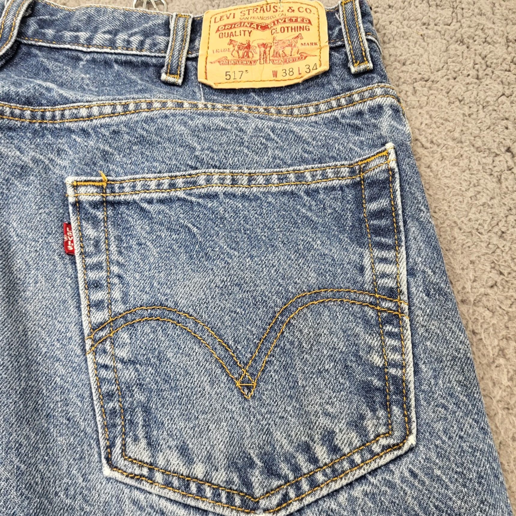 Levi's VINTAGE Levi's Jeans 517 Mens 38x34 Blue Denim Made in Mexico 20517-0217 *READ* Size US 38 / EU 54 - 5 Thumbnail