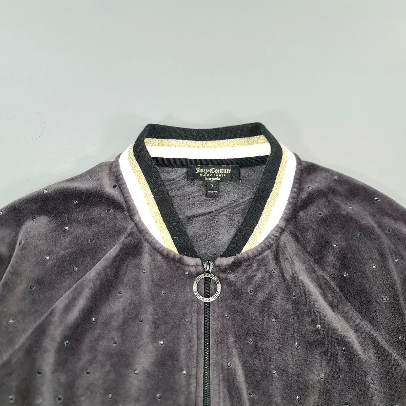Juicy Couture VINTAGE Juicy Couture Tracksuit Set Grey Small Jacket & Pants Velvet Rhinestones Size 28" / US 6 / IT 42 - 3 Thumbnail